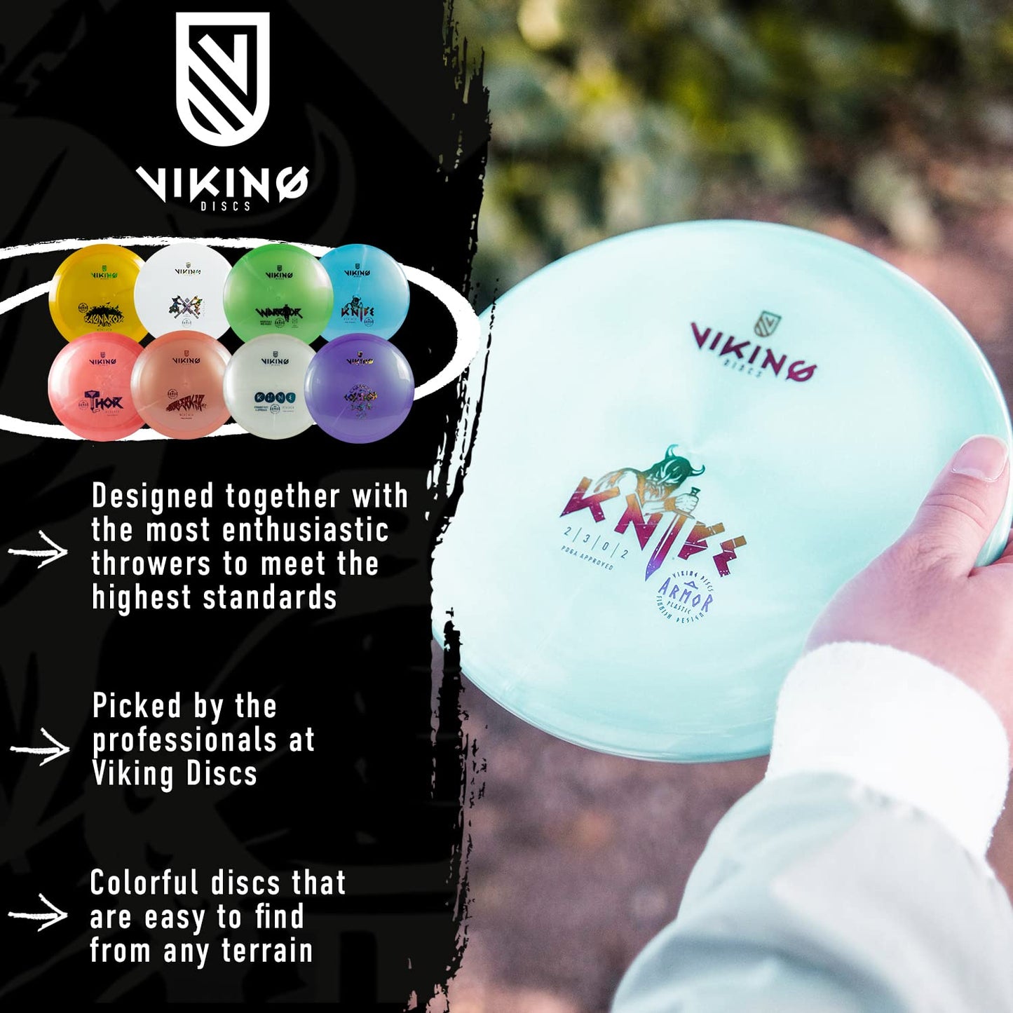 Viking Discs Armor Disc Golf Set - 8 Frisbee Discs for Any Distance, PDGA Approved - Putter Driver