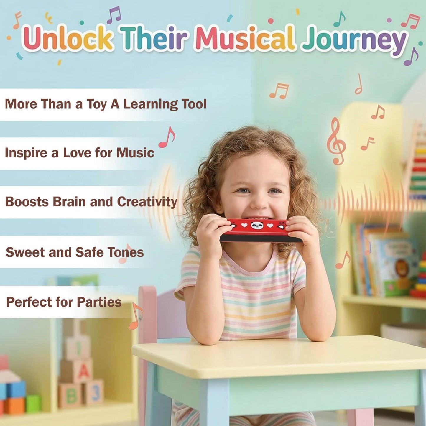 12 Pcs Kids Harmonicas Bulk | 16 Holes Musical Instrument Toys for Birthday Party Favors, Goodie Bag Stuffers, Classroom Prizes & Gifts for Kids Ages 4+