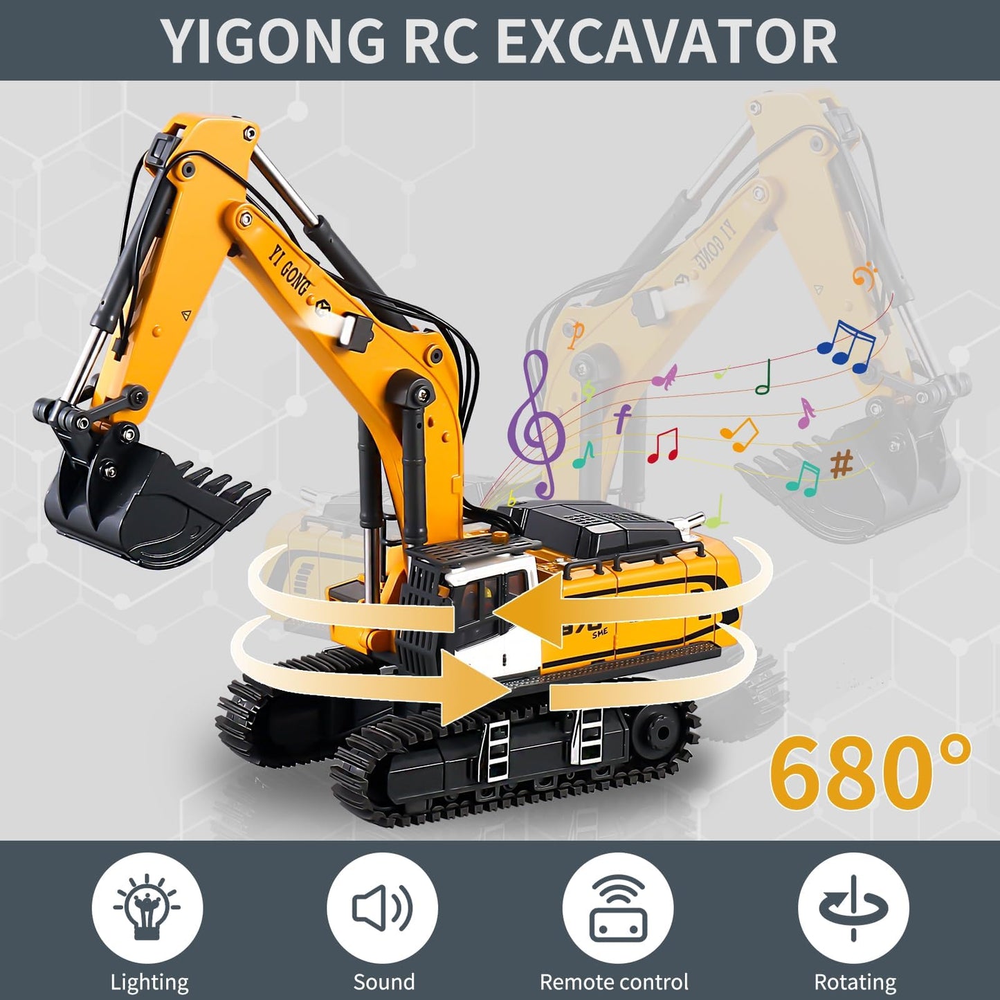 Munmel 1/50 Remote Control Excavator Metal Rc Construction Vehicles Digger Models Suitable for Adult Model Enthusiasts (Rc Excavator 970)