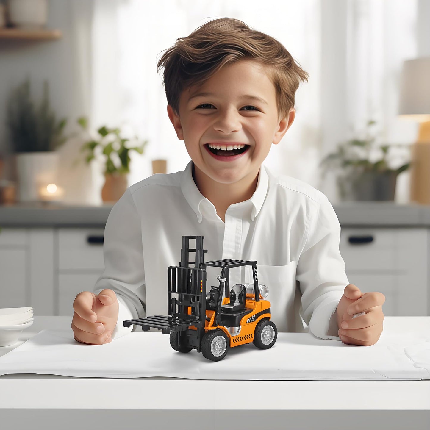 NOVAFUSION Forklift Toys for Kids Construction Truck Forklift,Metal DieCast Forklift Toy,Pull Back Fork Lift Toy with Lights and Sounds,Toy Forklift with Liftable Design,Forklift for Kids Age 3 and Up