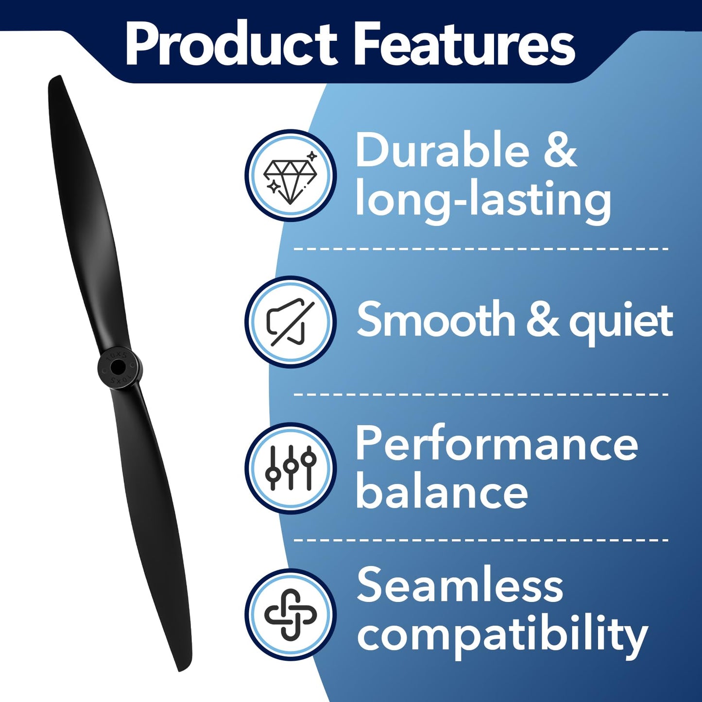 CuraceQ 3Pcs Propeller 10x5 2-Blade Prop Compatible with FMS, RC Propeller Compatible with FMS 1200mm Super EZ and 1220mm Ranger FMSPROP022