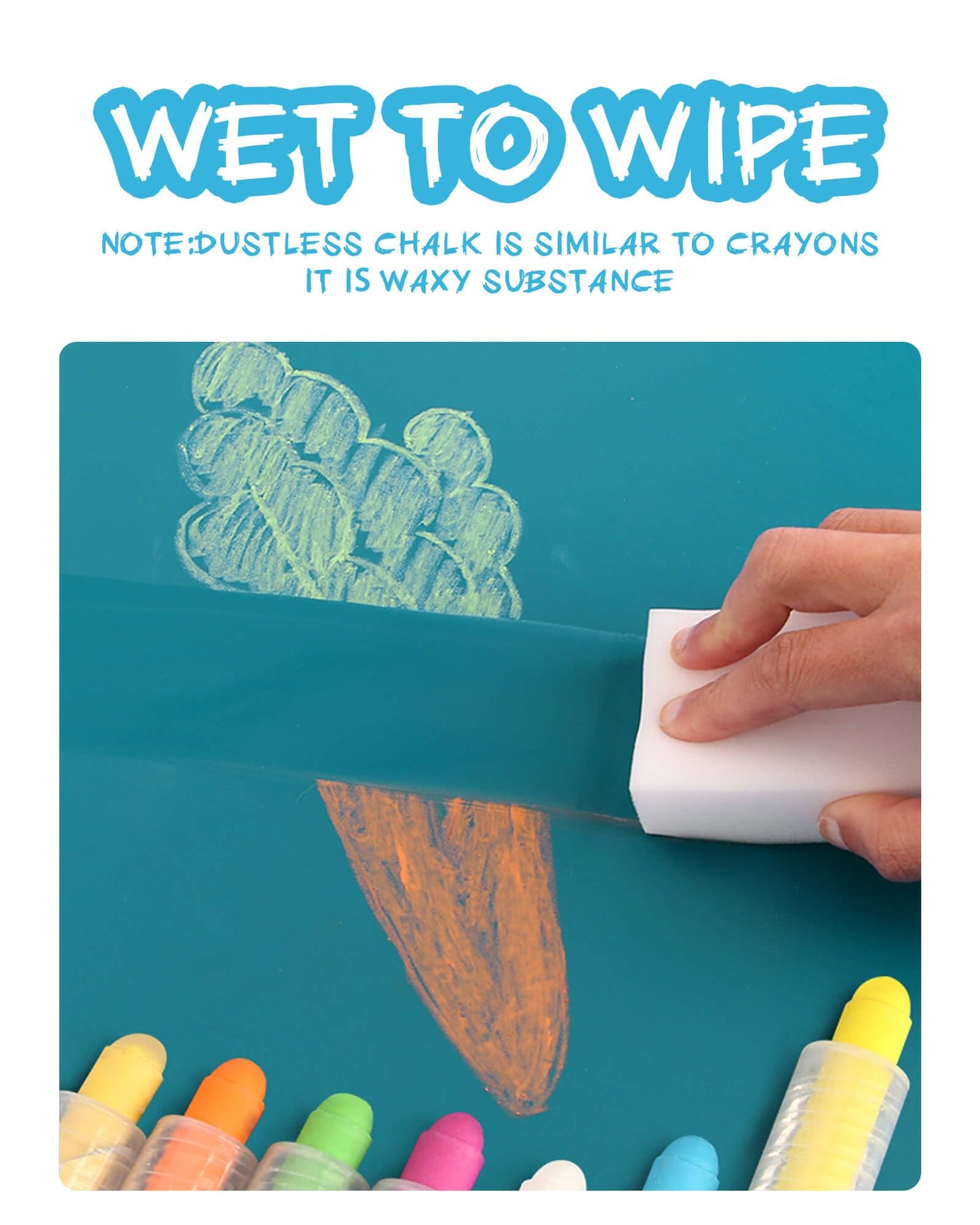 NewFamily 36-Color Dustless Chalk with Holders, Non-Toxic Washable Sidewalk & Blackboard Chalk for Kids' Toddler Art & Indoor Play