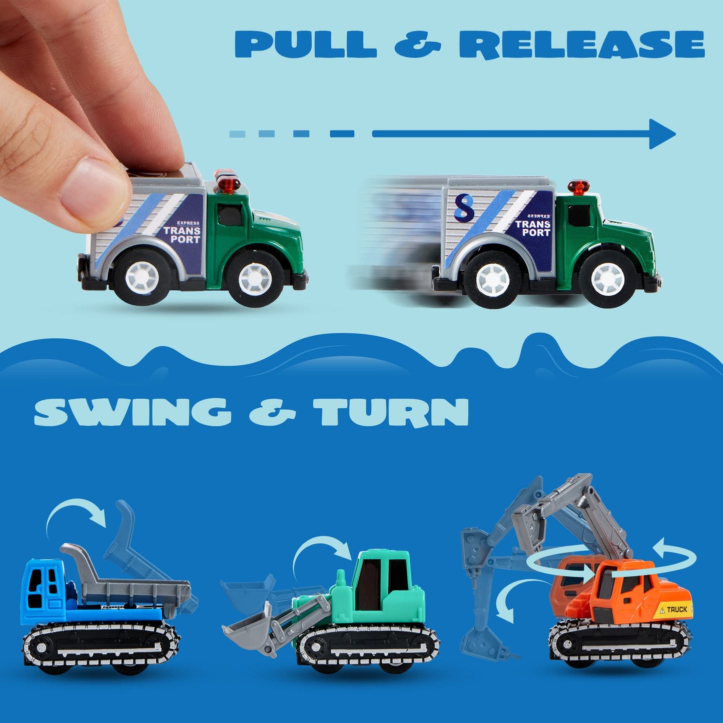 JOYIN 25 Pieces Pull Back Cars and Trucks Toy Vehicles Set for Toddlers, Girls and Boys Kids Play Set, Party Favors, School Gifts, Goodie Bags Stuffers for Kids