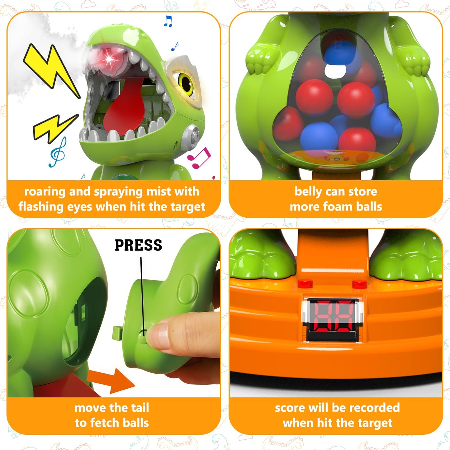 AuroTops Movable Dinosaur Shooting Toys for Kids Ages 5-8, for 6-8 Year Old Boys Girls Dinosaur Toys with Mist Spray,Roar & Light,Shooting Games for Kids Birthday Gifts Outdoor Indoor