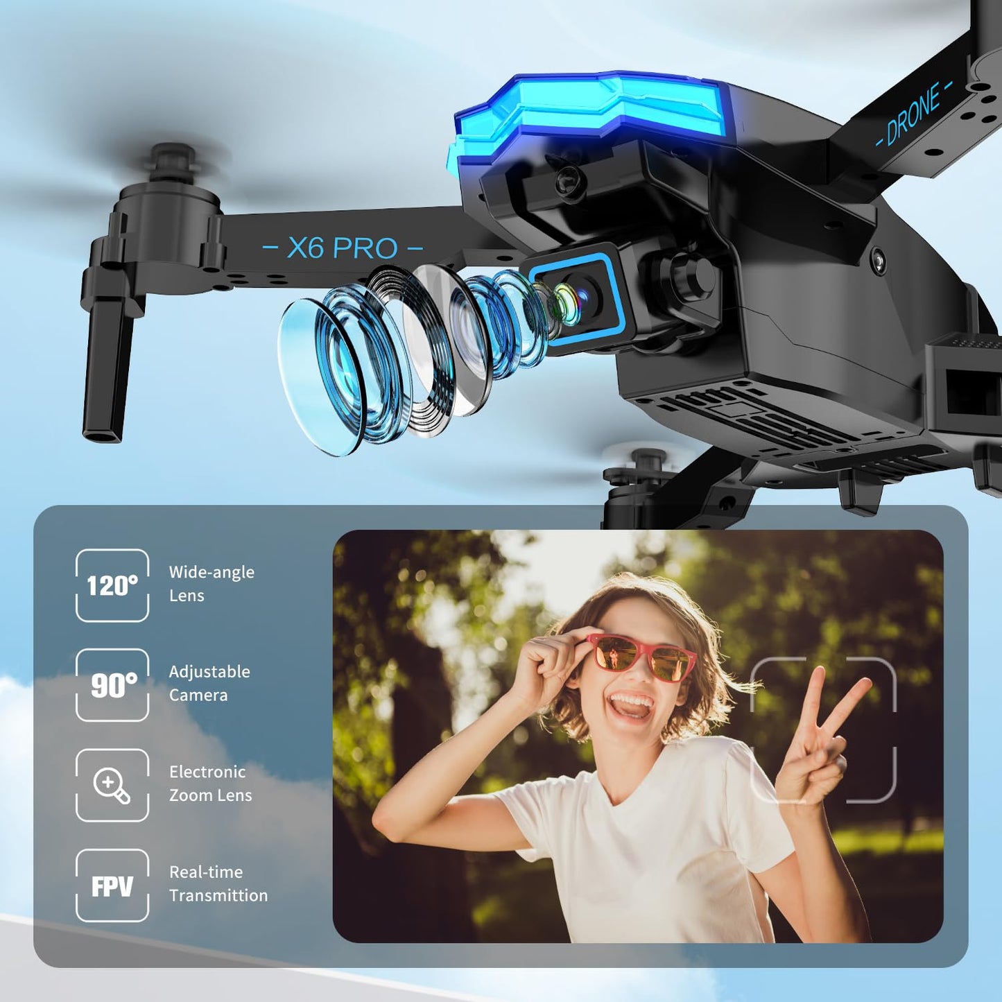 Drone with Camera 1080P with Brushless Motor Drone for Beginner, Long Fly Time, One Key Take Off/Land, RC Quadcopter Toys Gifts for Boys Men Birthday Gifts