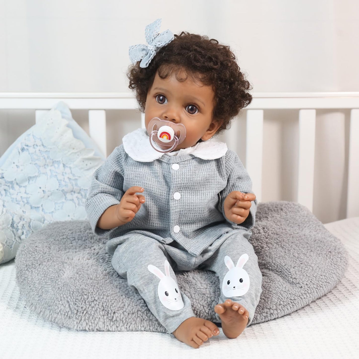 WOOROY Reborn Baby Dolls Girl Black - 20 Inch Realistic Baby Doll African American, Newborn Lifelike Real Life Girl Soft Cloth Body, Gift Set with Accessories for Kids Aged 3+