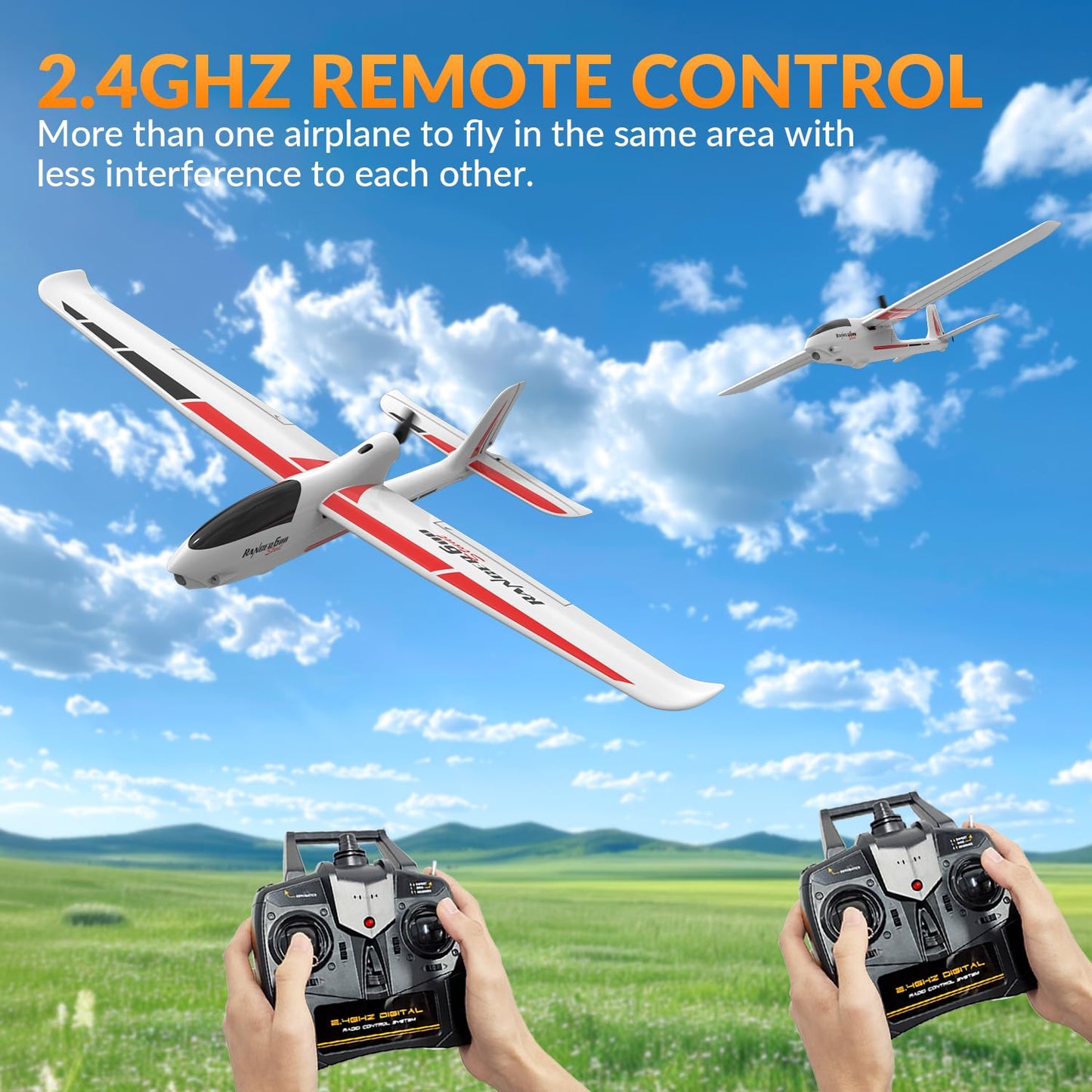 volantexrc RC Glider Plane Ranger600 Stunt 4 CH Remote Control Airplane RTF with 6-Axis Gyro & 3 Modes Easy to Fly, 2.4GHz Radio Controlled Aircraft for Beginners & Adults (White)
