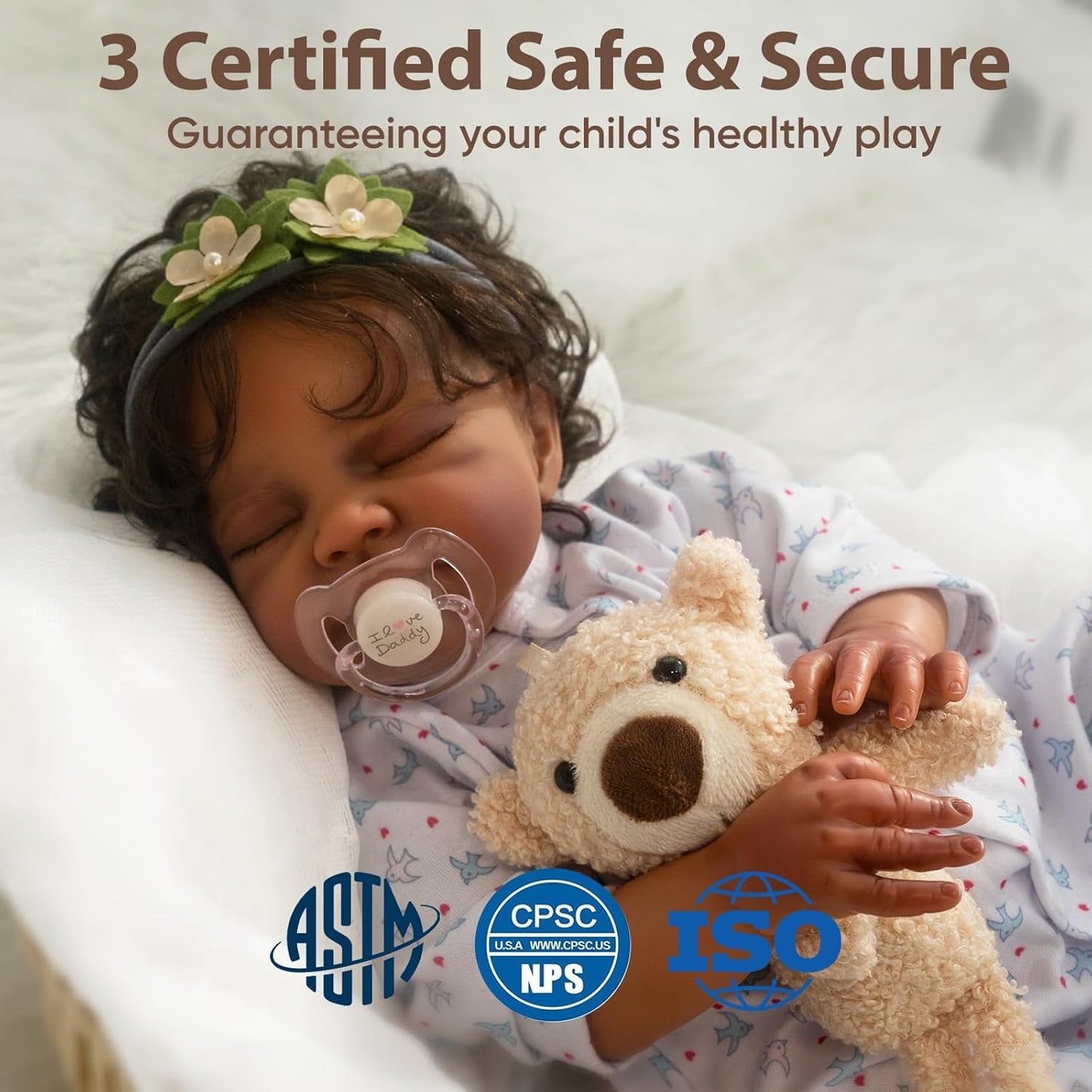 WOOROY Realistic Reborn Baby Dolls Black - 20-Inch African American Sleeping Newborn Dolls with Weighted Cloth Body and Soft Hand-Rooted Curly Hair with Accessories Gift Set for Kids Age 3+