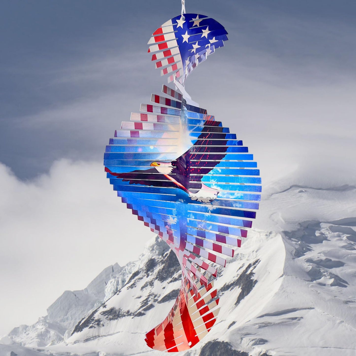 Aoedelyart Wind Spinners Outdoor Creates a Soaring Eagle Effect, 3D American Flag Eagle Wind Spinner Hanging Independence Day/Memorial Day Decorations,Gifts for Men/Women,15in Garden Decor,Yard Art