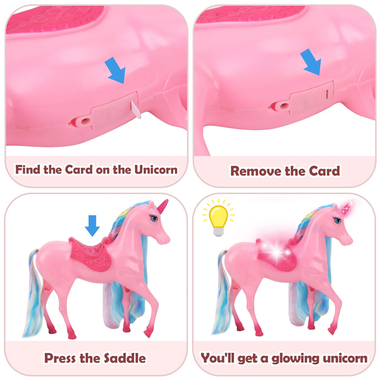 BETTINA Magical Light Unicorn Princess Dolls Set, Unicorn Toys for Girls, Horse Toy with Mane and Tail, Princess Toys, Unicorn Gifts for Girls