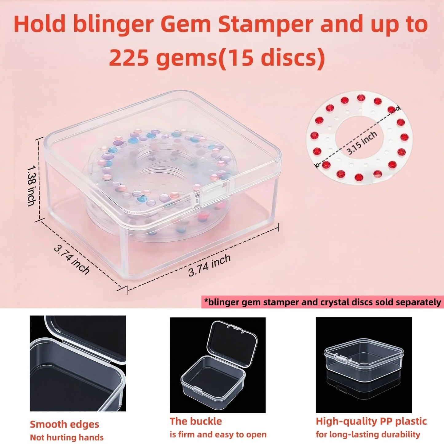 HarborCase Storage Case for Blinger Diamond Starter Set, 2-in-1 EVA Organizer with Removable PP Gem Box, Kids Hair Styling Tool Travel Kit for Press Tool & Acrylic Gems (Only Case) (Pink)