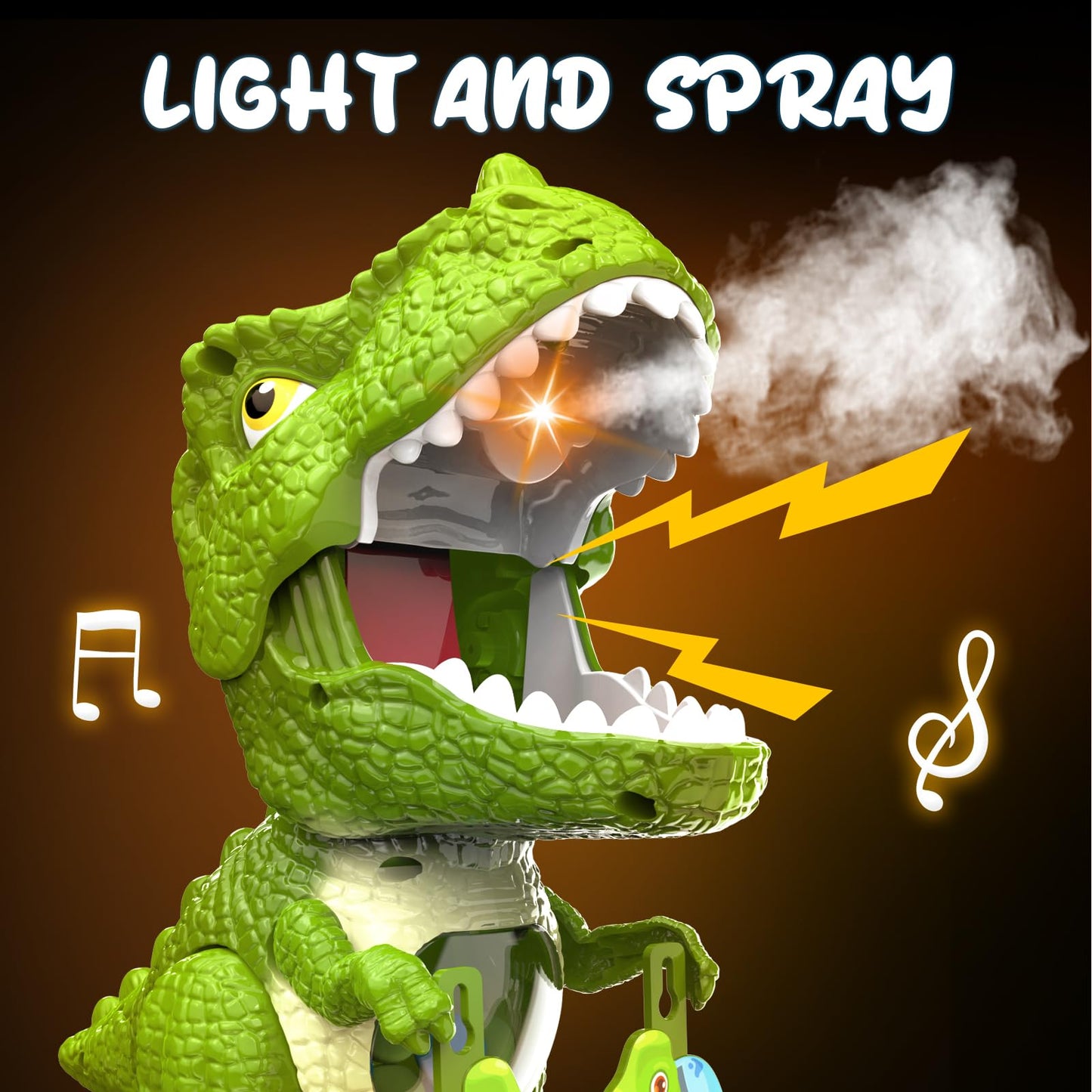 EagleStone Moving Dinosaur Shooting Toys for Kids 5-7, Electronic T-Rex Shoot Target Game with Mist Spray, LED Score, Roar & Light, 3-Pair Dino Target, Birthday Gifts for 5 6 7 8 9 Year Old Boys Girls