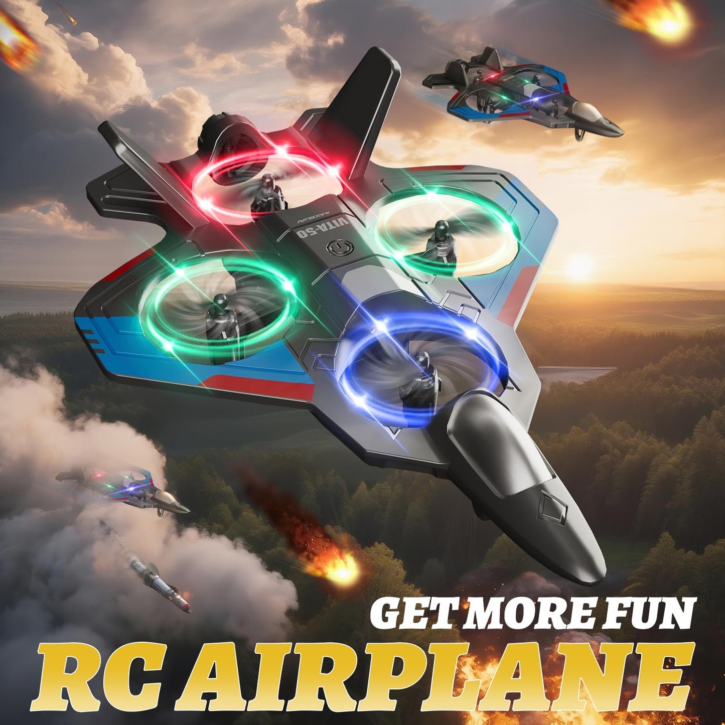 Foam Remote Control Airplanes with 3 Batteries, RC Plane Airplane Toys for Boys Kids Adults Beginners 4-8 8-12 12-16, RC Planes Fighter Jet Helicopter Drones for Kids Adults, 360° Flip Easy to Fly