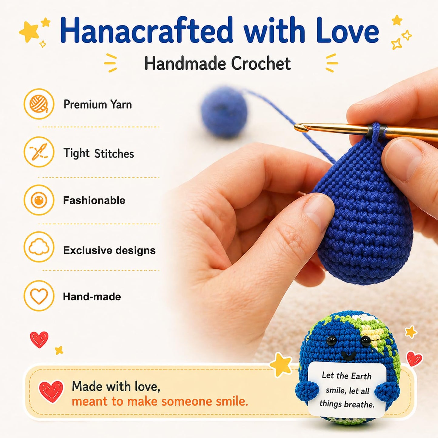 PoccroToys 10Pcs Handmade Crochet Space Solar System Planets Toys for Kids Educational Toys for 1 2 3 4 Year Old Boys Girls with Affirmation Cards Bulk Gifts for Teens Students Self Care Positive Doll
