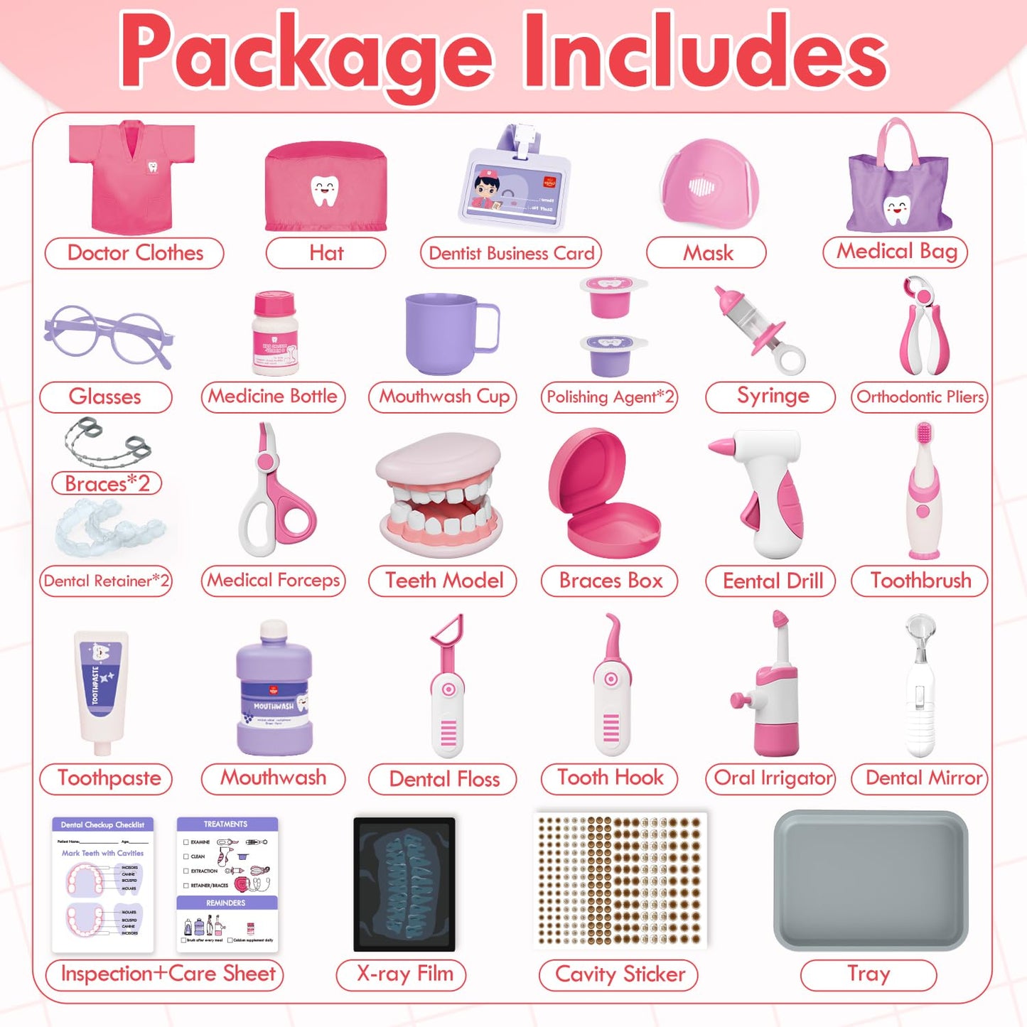 Lehoo Castle Doctor Kit for Toddlers 3-5 Girls, Kids Dentist Play Set, Toys for 3 4+ Year Old Girls, Pretend Play for Toddlers, Kids Doctor Playset, Medical Kits for Boys 3 4 5