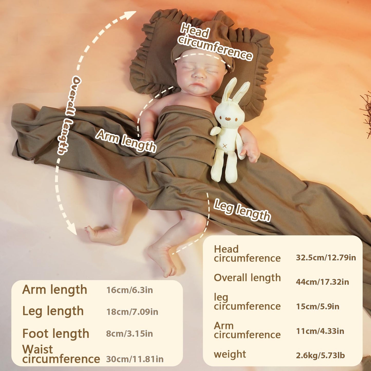 YaLuoQian Reborn Baby Dolls 17.3 inch Silicone Reborn Baby Dolls Full Body Lifelike Newborn Dolls