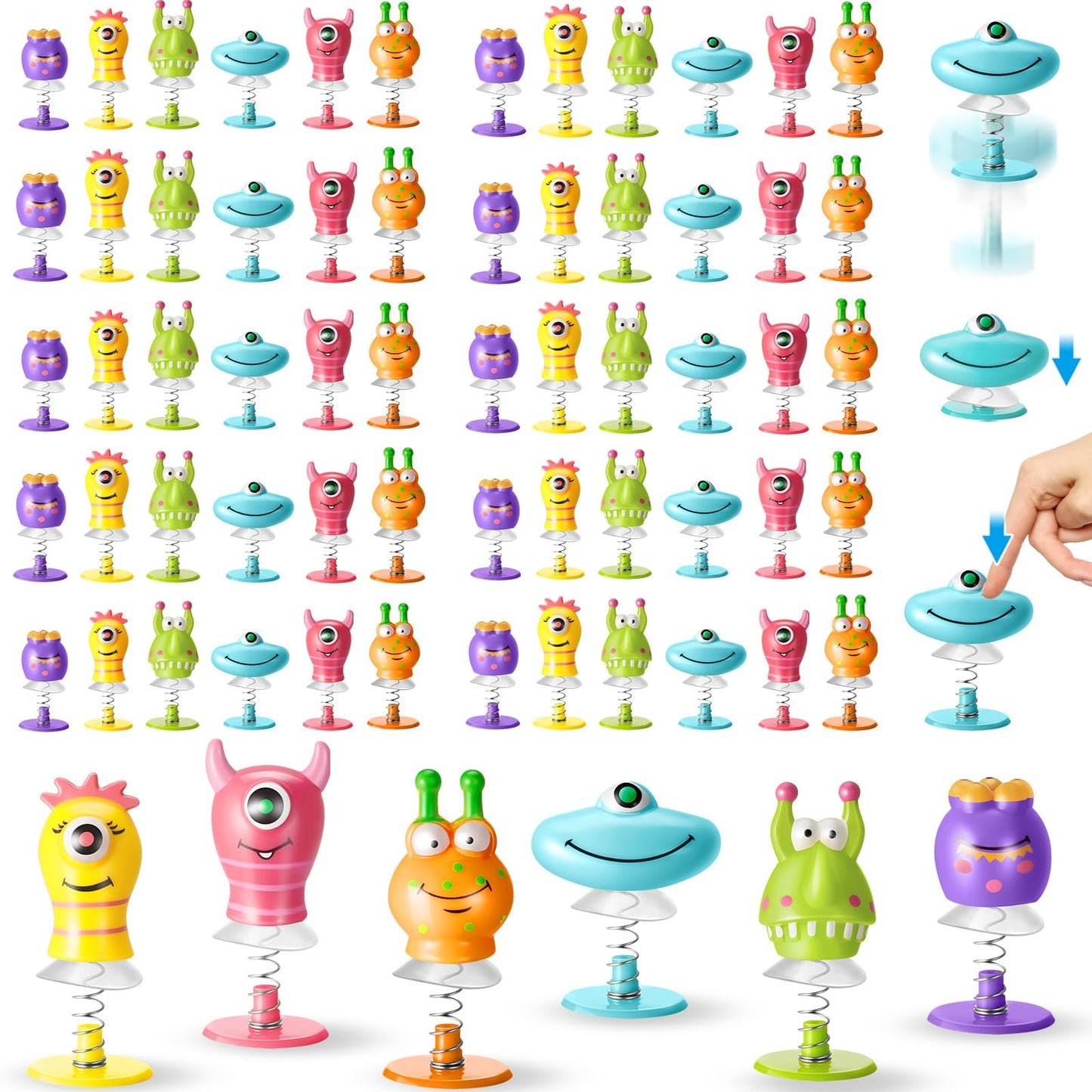Deekin 24 Pcs Big Eye Animal Spring Launcher Toys,6 Styles Jumping Bouncy Spring Party Favors for Boys Girls, Classroom Prizes Return Gifts Goodie Bag Fillers