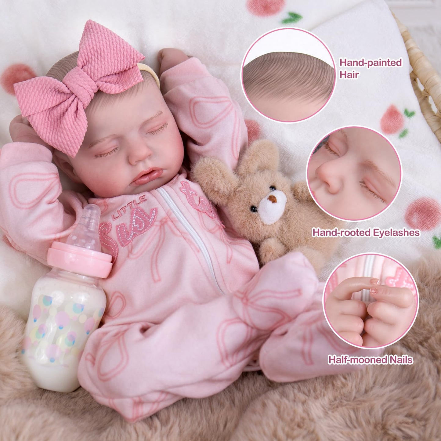 UOFTKIZ Real Life Reborn Baby Dolls Girl - 20 Inch Realistic Baby Doll, Soft Vinyl Lifelike Baby Doll, Perfect for Role-Playing, Gift for Kids 3+, Grandma, New-Parents, Collectors