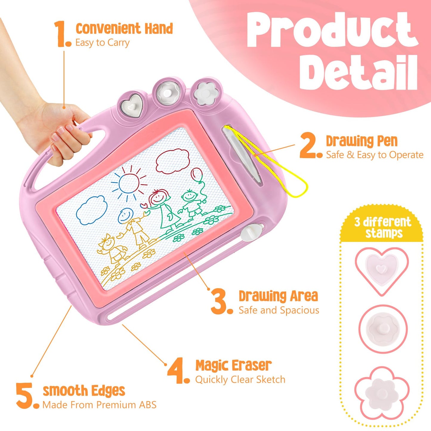 Daisiki Magnetic Drawing Board, Toddler Toys for Age 1 2 3 Boys Girls, Toddler Drawing Board, Birthday Easter Christmas Halloween Kids Toy Gifts for Boys and Girls