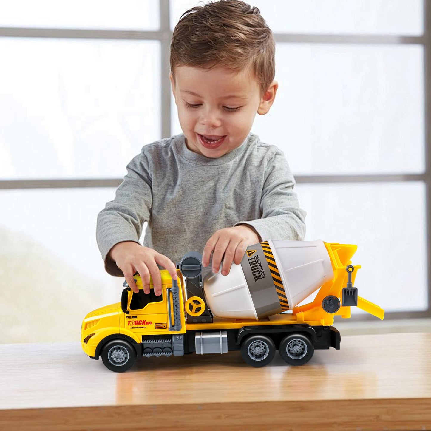 DWIRCTOYS Toddler Trucks Toys,Big Cement Mixer Toy Truck with Lights and Sounds,Truck Vehicle Boy Toy for 3 4 5 6 Year Old,Christmas Birthday Gifts for Boys & Girls