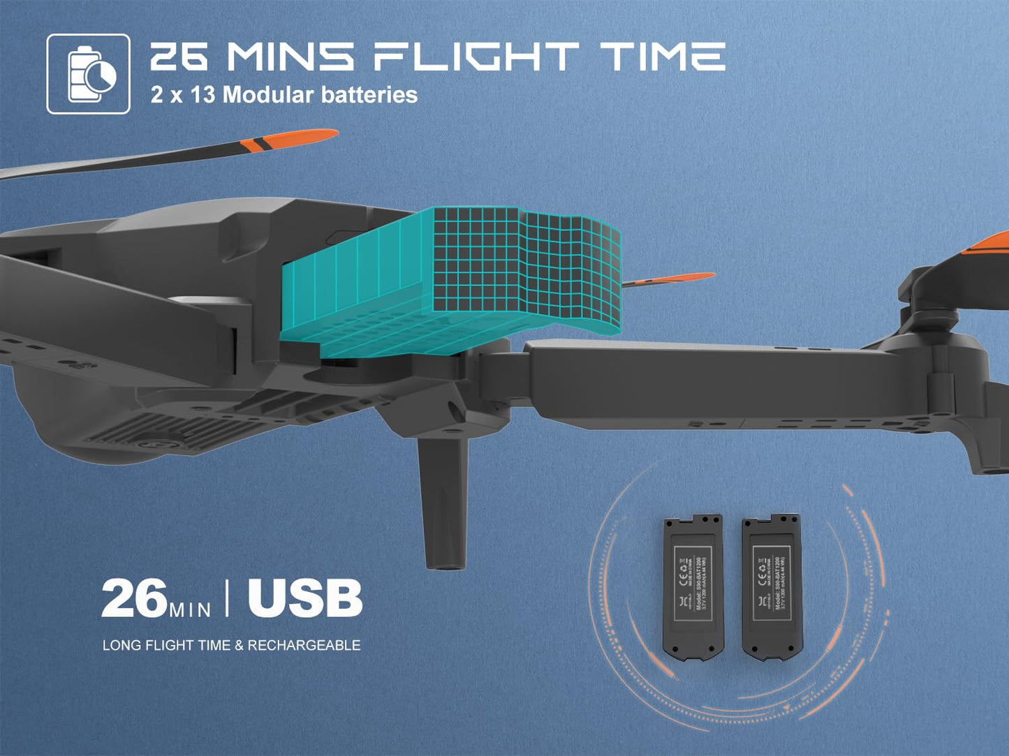 Foldable Drones for Kids Beginners - With 1080P HD Camera, FPV Remote Control Quadcopter, One Key Start/Land, Altitude Hold, 2 Batteries RC Helicopter Toys Gifts for Boys (Black)