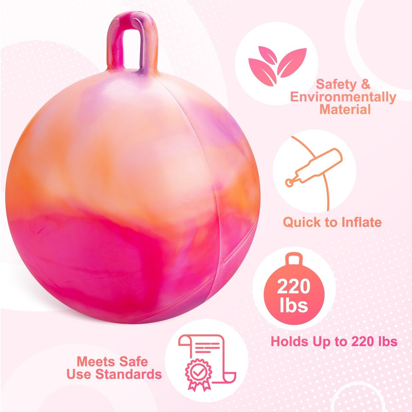 ZOOJOY Clouds Hopper Ball, Hopping Toys for Kids, 20 Inch Bouncy Ball with Handle for Boys Girls Aged 6-12, Inflatable Clouds Bounce Hopper Toy with Pump