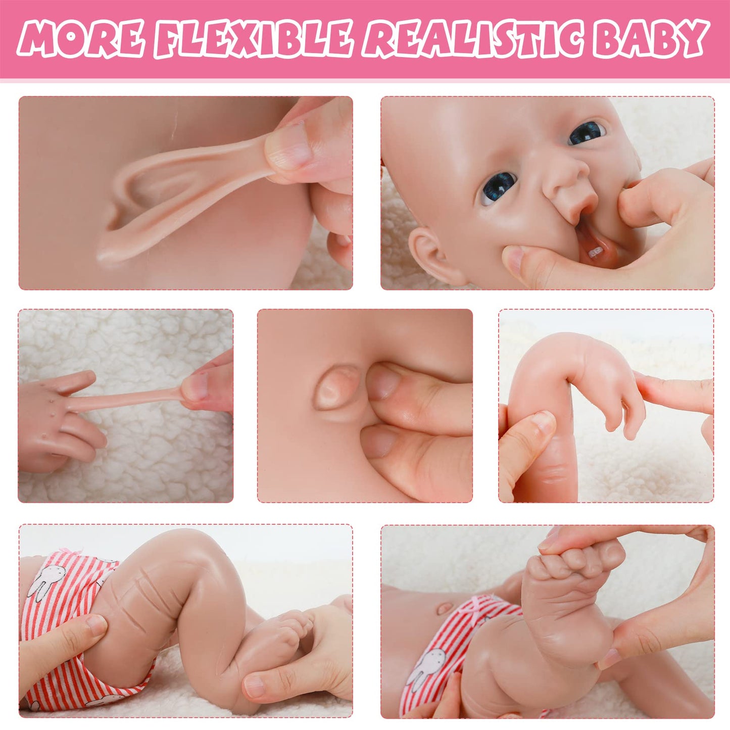 IVITA 20 inch Silicone Baby Dolls Girl Weighted 8.39 lb,[NOT Vinyl],Silicone Full Body Reborn Realistic Lifelike Real Life Newborn Soft Babies with Feeding Kit & Gift Box for Kids Age 3+