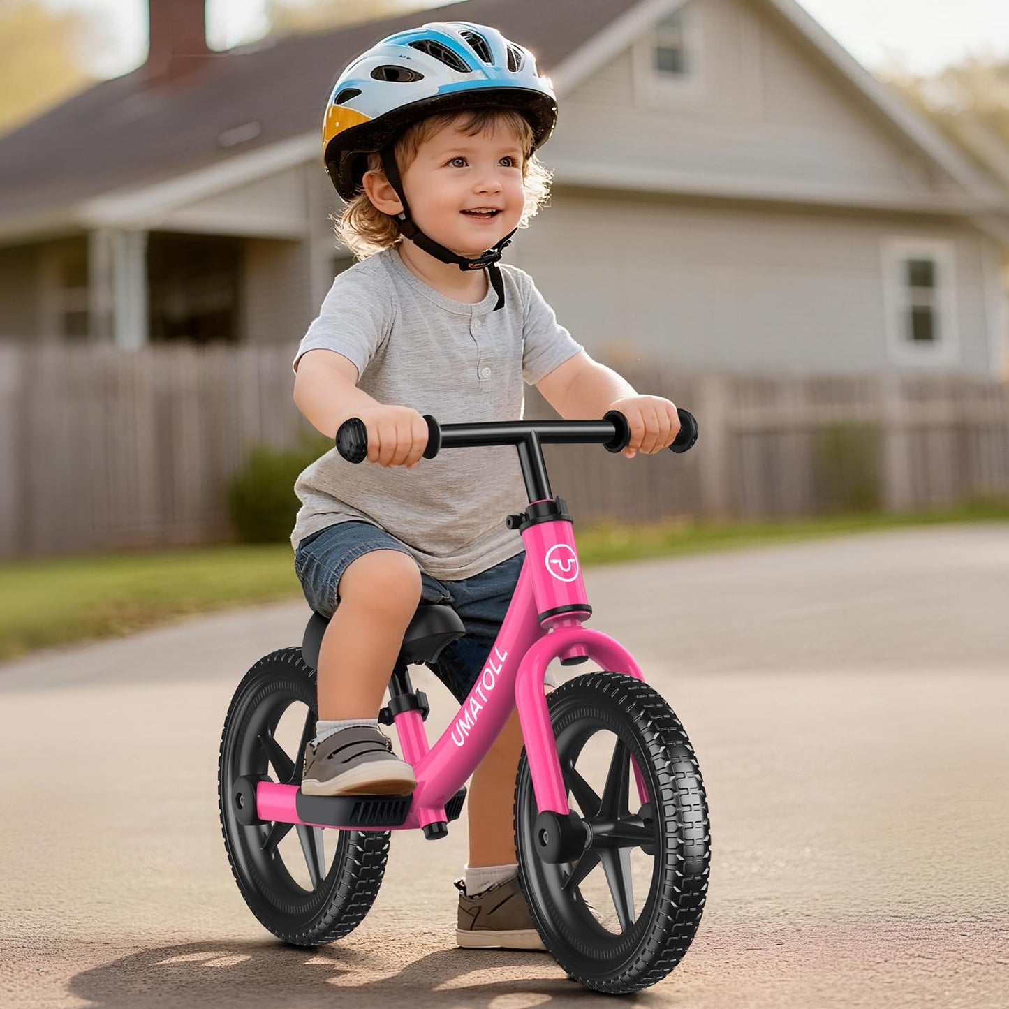 Umatoll Toddler Balance Bike 2 Year Old, Kids Bike Toy for 18 Months to 5 Years Old, Tool-Free Adjustment, Birthday Gifts for 2-3 Boys Girls, No Pedal (Rose Pink)