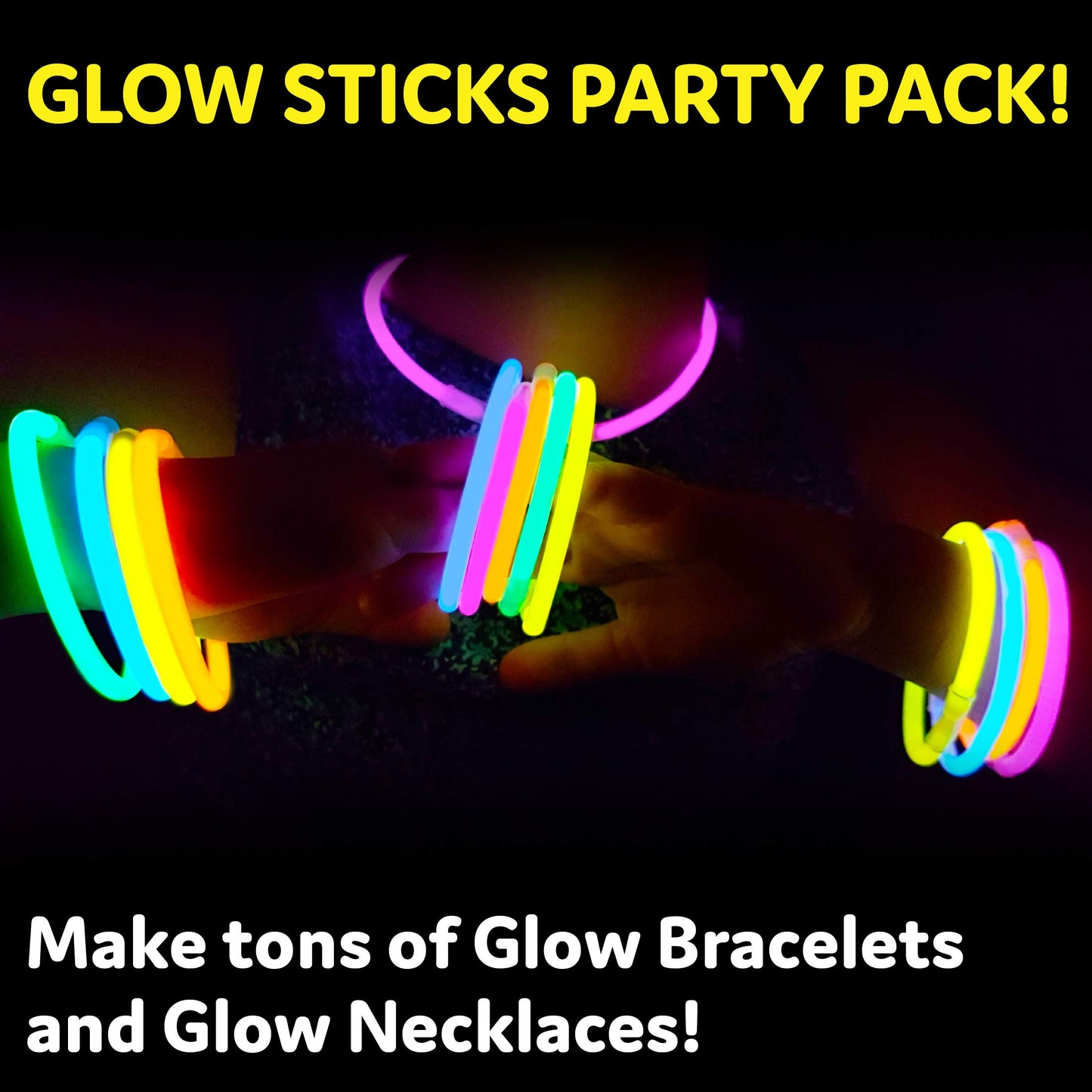 Glow Sticks Bulk Neon Party Supplies - 200 8” Neon Party Glow Sticks w/ Connectors for Glow Necklaces and Glow Bracelets Glow in the Dark Party Supplies