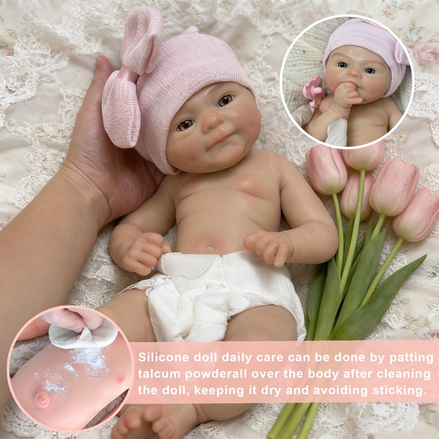 Ceuryee 13 Inch Silicone Baby Doll Full Body Girl Real Life with Clothes and Bottles for Kids