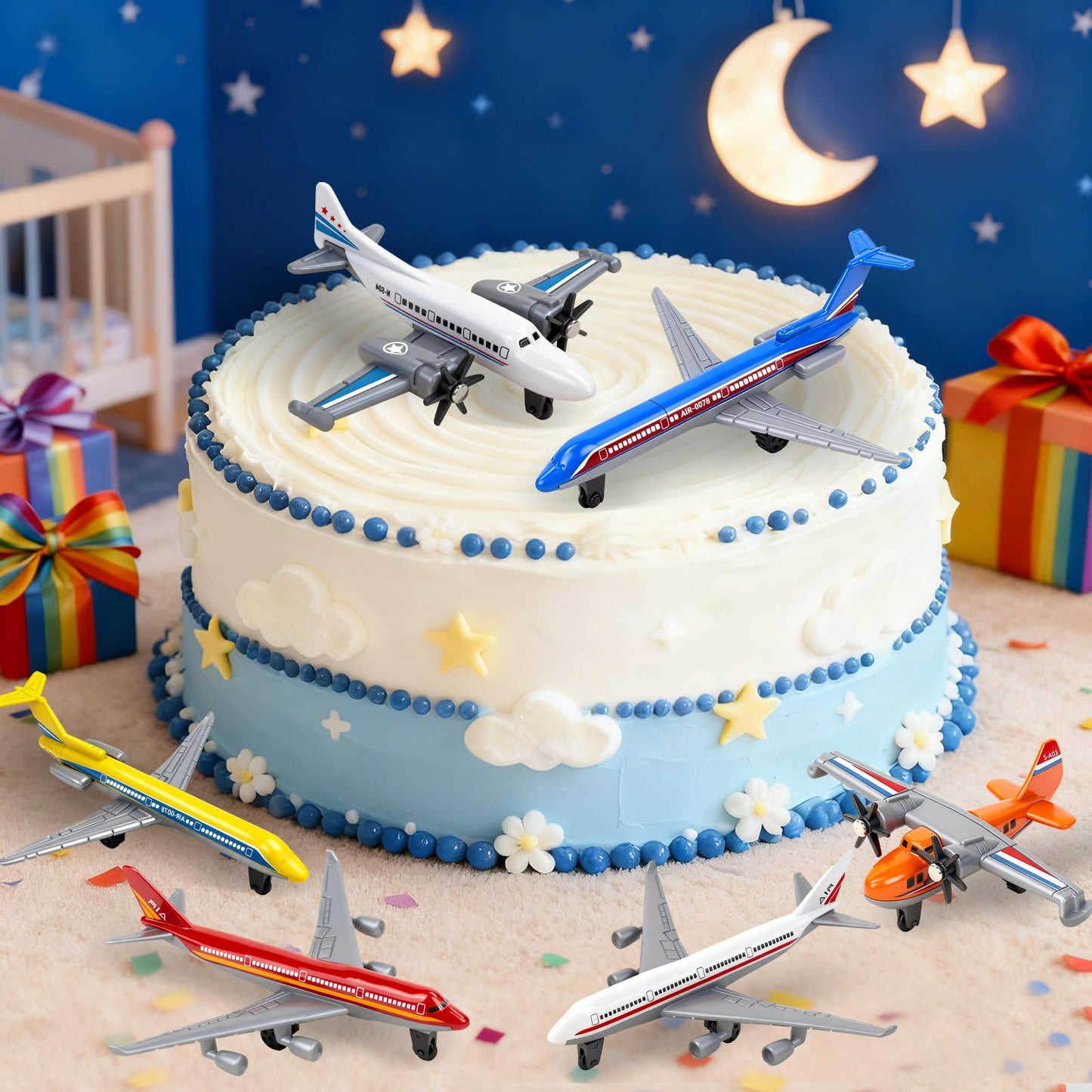 YongnKids 18 pcs Diecast Airplane Toys for Toddler, Toy Airplane Set Models Incl Airlines,Glider for Boy Kids 3+ Year, for Kids Birthday Party Favors Stocking Stuffers Cake Toppers
