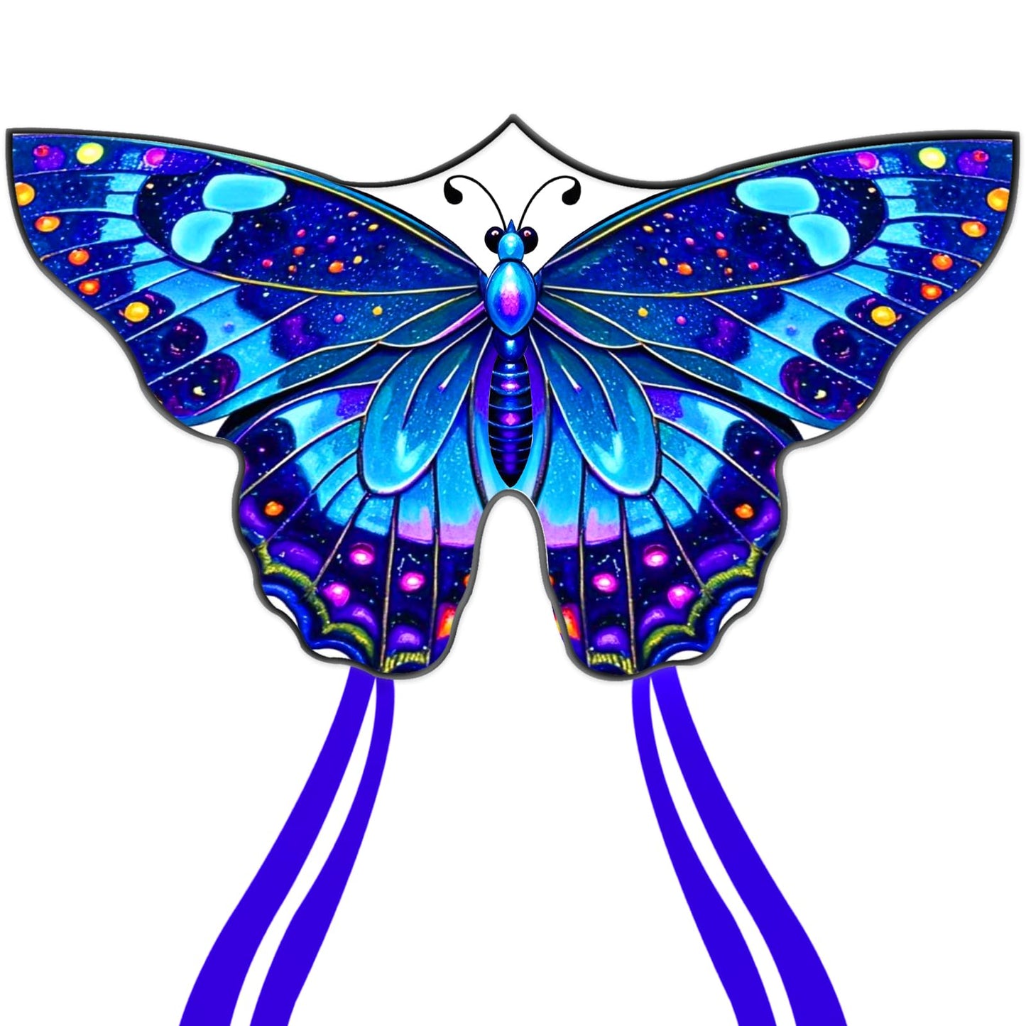 Butterfly Kite, Easy to Fly Kites for Kids & Adults, Beach Kites for Boys & Girls Ages 4-8 & 8-12, 55''X 28'' Large Single Line Kite(Blue)