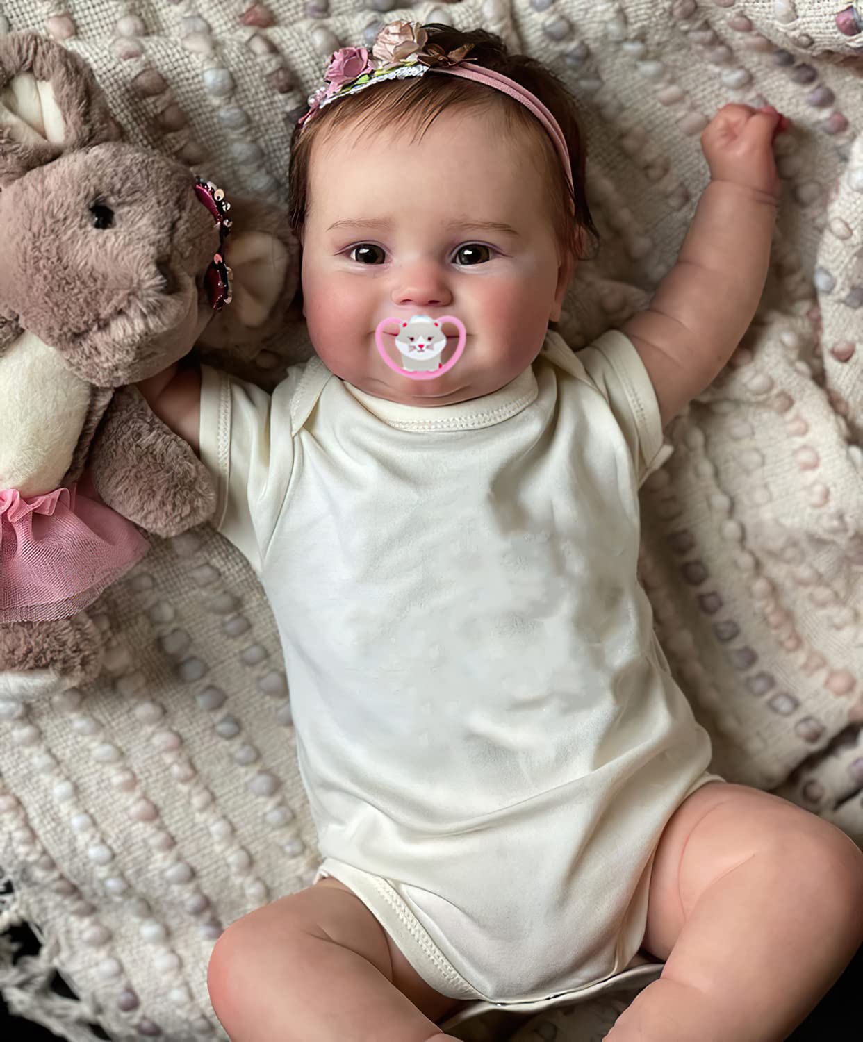 TERABITHIA 20 Inches Lifelike Premie Baby Size Reborn Baby Doll with Soft Weighted Body Look Real Sweet Smiling Realistic Newborn Girl Doll, A Moment in My Arms, Forever in My Heart