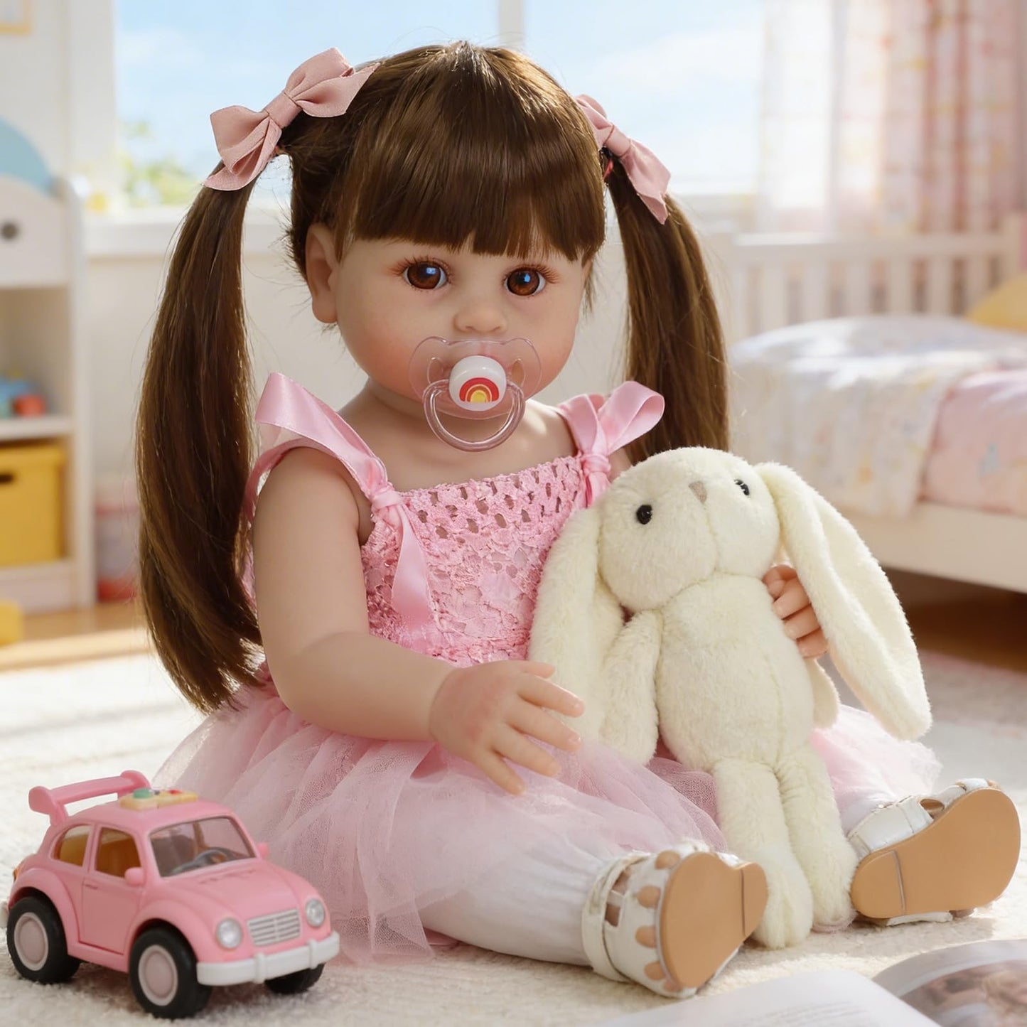 SCOM Lifelike Reborn Dolls Girl -20 Inch Realistic Baby Doll Newborn Baby Dolls，Lifelike Baby Doll Silicone Toddler Clothes Gift Set for Age 3+