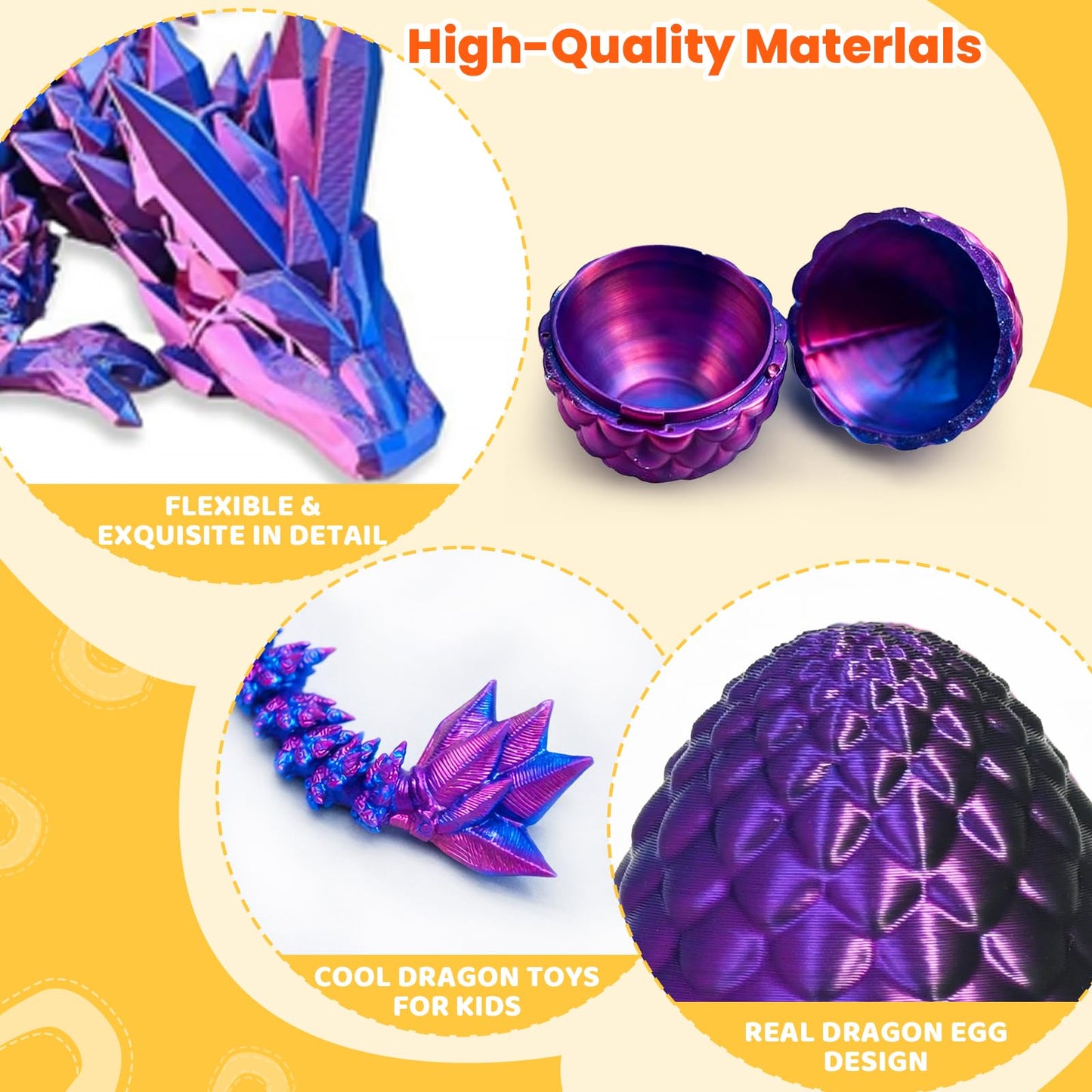 24 PCS 3D Printed Dragon Eggs with Dragon Inside, Prefilled Easter Dragon Egg for Basket Stuffers, Mystery Crystal Easter Toy & Decor, Classroom Prize Supplies, Unique Easter Basket Essentials for Kid