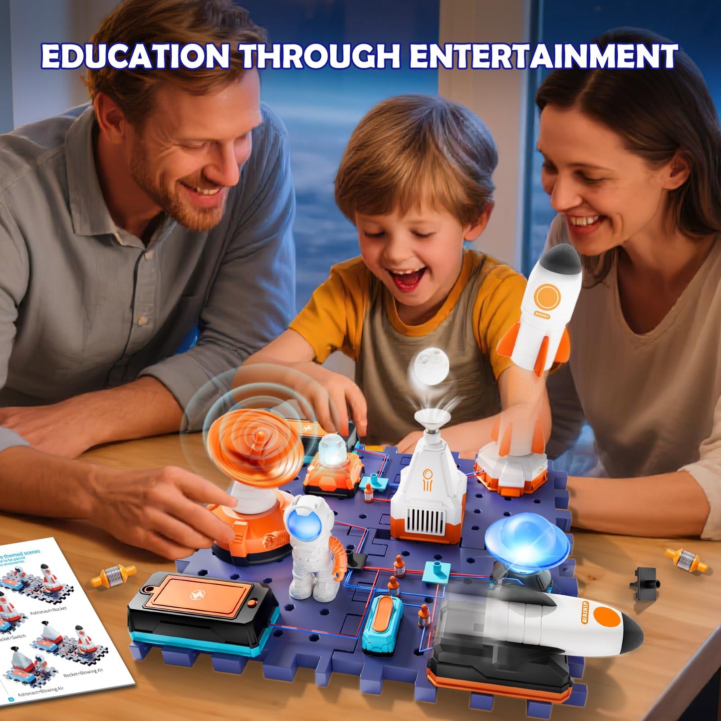 VATOS Space Science Circuit Kits for Kids - 31PCS Electronics Exploration STEM Kit with 100+ Projects, Rocket Launcher & Light Up Astronaut | Educational Learning Toy Gift for Boys Girls Ages 6+