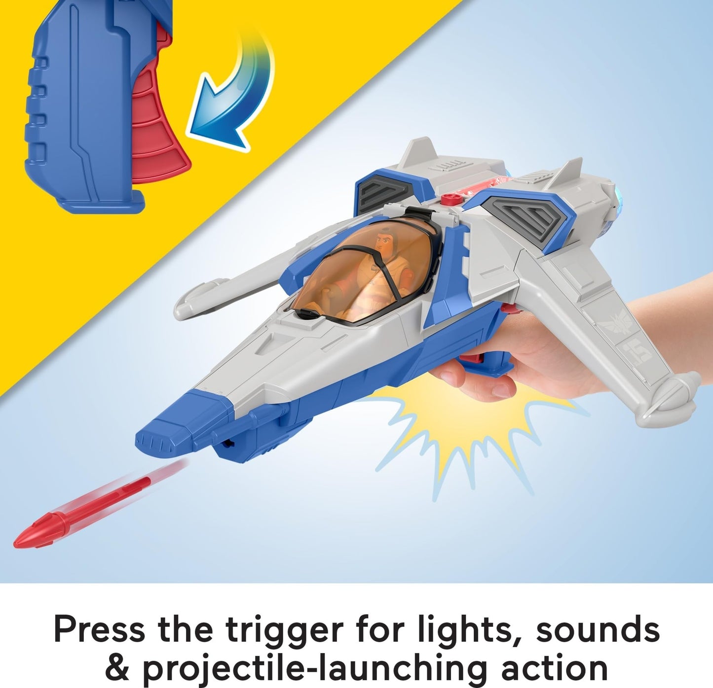 Fisher-Price Imaginext Spaceship Toy Disney and Pixar Lightyear Lights & Sounds XL-15 with Buzz Lightyear Figure for Preschool Kids Ages 3+ Years