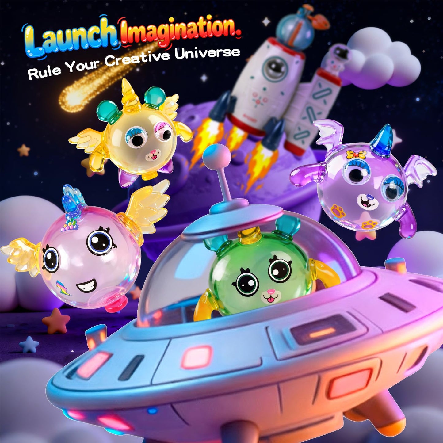 DIY Balloon Animal Craft Kit, Sticker Maker for Kids, Decorated Balloons Toy, Rocket Air Pump Fun with Balloon Monster Pals,Birthday Gifts for Girls Boys,Christmas Craft Kits for Kids
