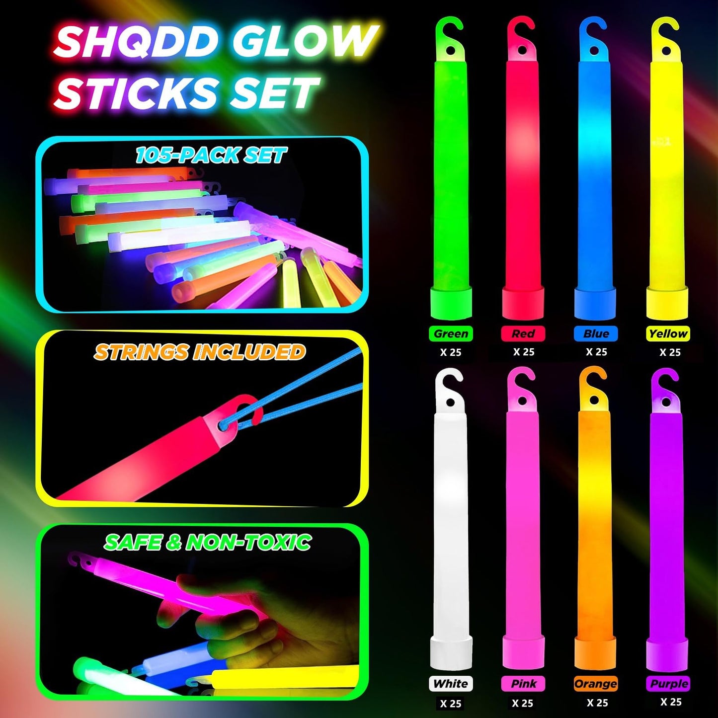 54Pcs Glow Sticks - 4 inch Glow In the Dark Sticks Halloween Party Favors, Waterproof Glow Sticks Lights Bulk Party Pack for Kids with 10 Hours Duration, Party Favors Light Stick for Halloween Party