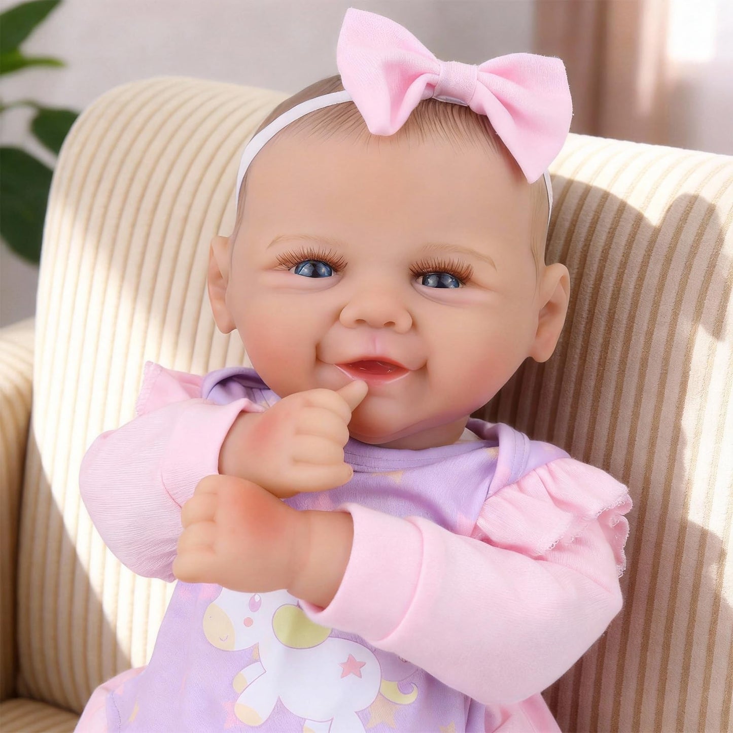 KSBD Baby Doll 17 Inch Large Realistic Soft Body Baby Doll with Accessories, Real Life Reborn Doll for Girls, Bottle, Pacifier, Diapers & Bibs, Gift for Ages 3+