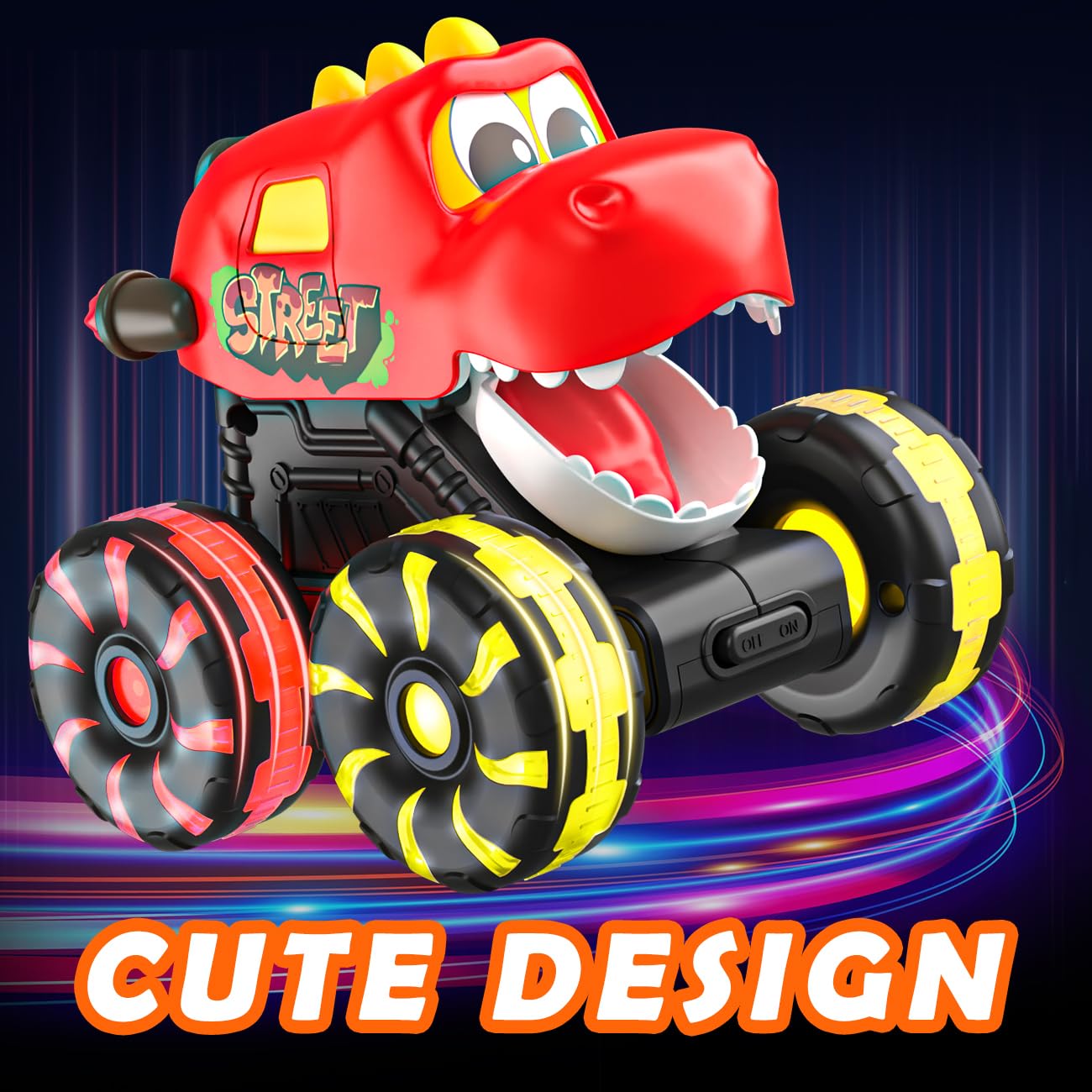 Dinosaur Monster Trucks for Toddlers 2-4: Toy Cars 3 Pack for Toddler Age 1-3,Light-Up Truck,Moving Mouth, Car Toys for 1 Year Old Boy,Dinosaurs Toy Kids 3-5,5-7,Boys Girls Gifts (Yellow-Green-Red)