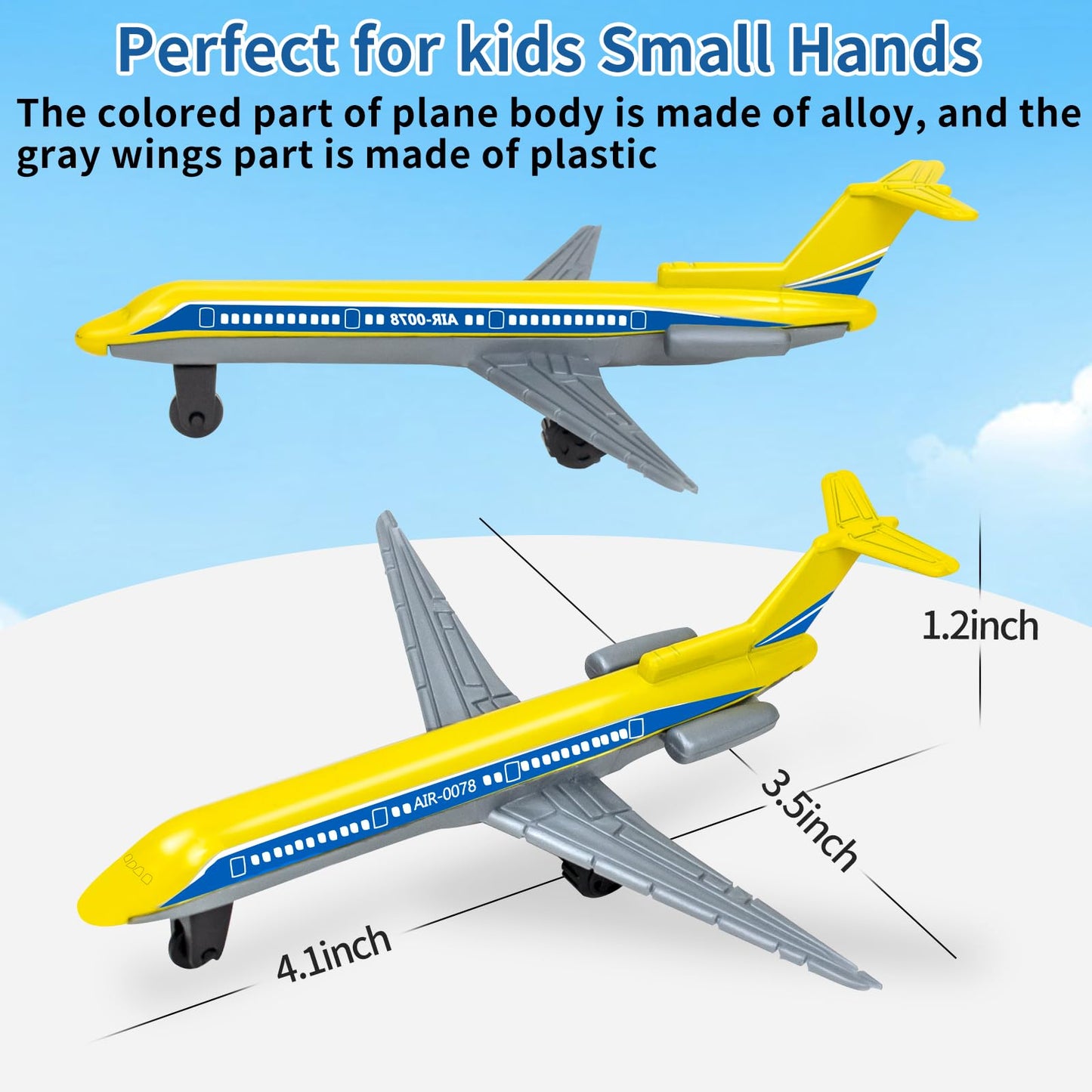 YongnKids 18 pcs Diecast Airplane Toys for Toddler, Toy Airplane Set Models Incl Airlines,Glider for Boy Kids 3+ Year, for Kids Birthday Party Favors Stocking Stuffers Cake Toppers