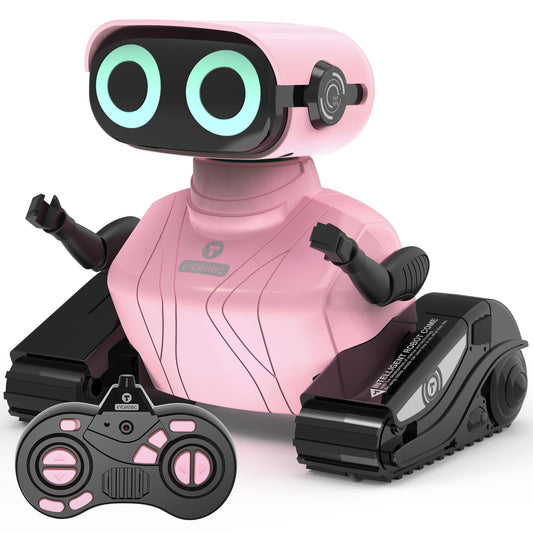 GILOBABY Remote Control Robot Toy for Kids 3-5 Years, Flashing LED Eyes, Dancing and Flexible Moves, Auto Demo Mode, Gift for Girls (Pink)