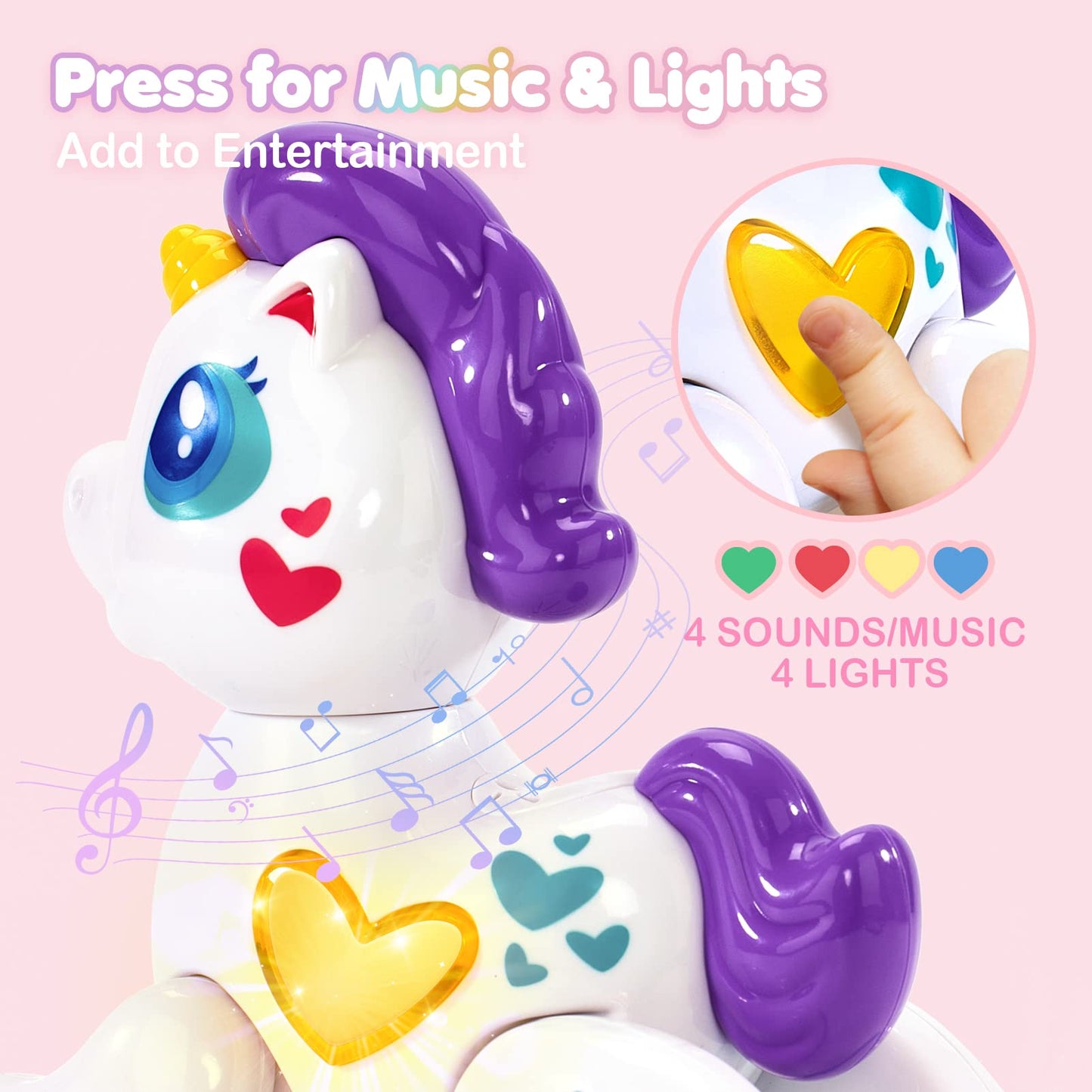 hahaland Unicorn Toys for 18-24 Month Old Girl, Light Up Musical Toddler Toys 1-2 Years, First Birthday Gifts for 1+ Year Old Baby Girl