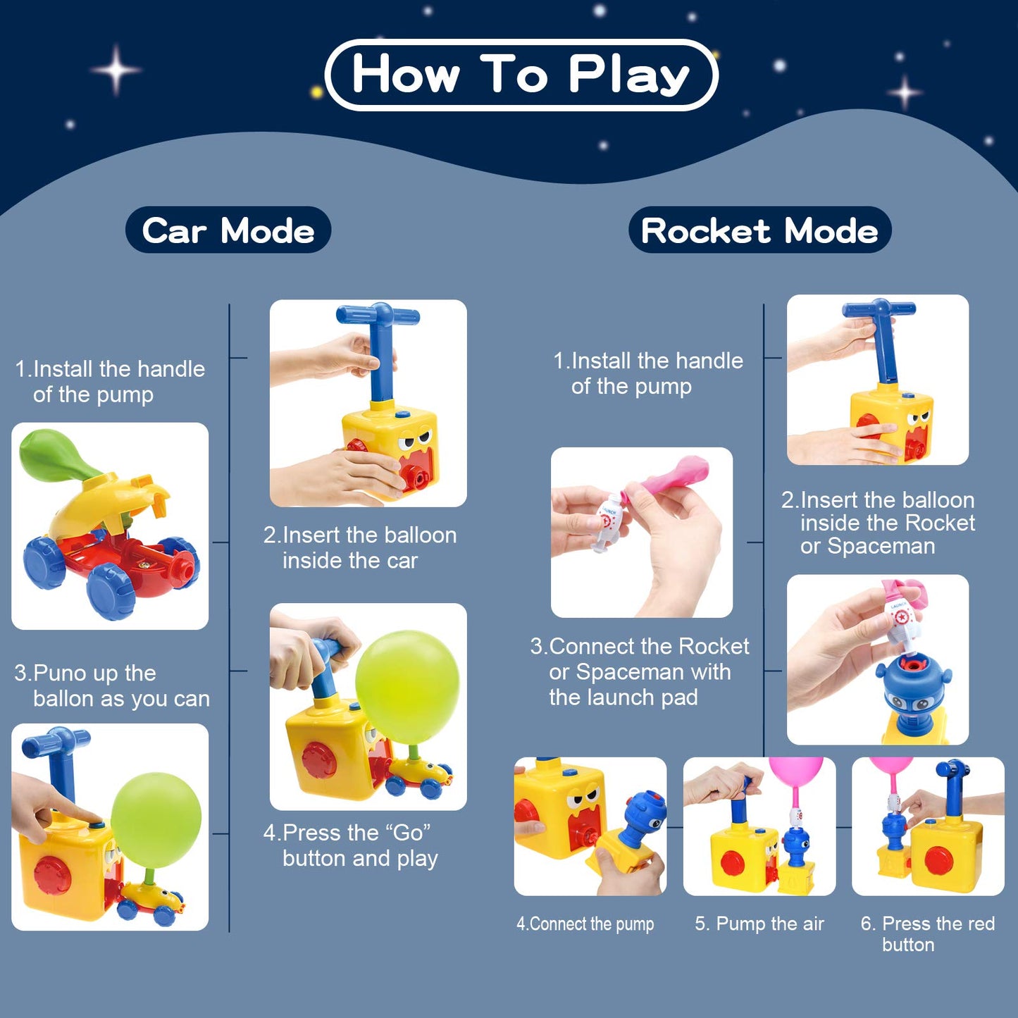 BAKAM Toddler Toys 3-4 for Boys Girls, Balloon Launcher & Powered Car Set, Fun Toddlers STEM Toy Balloon Pump Cars Racer Kit for Kids 3-5 (Duck)