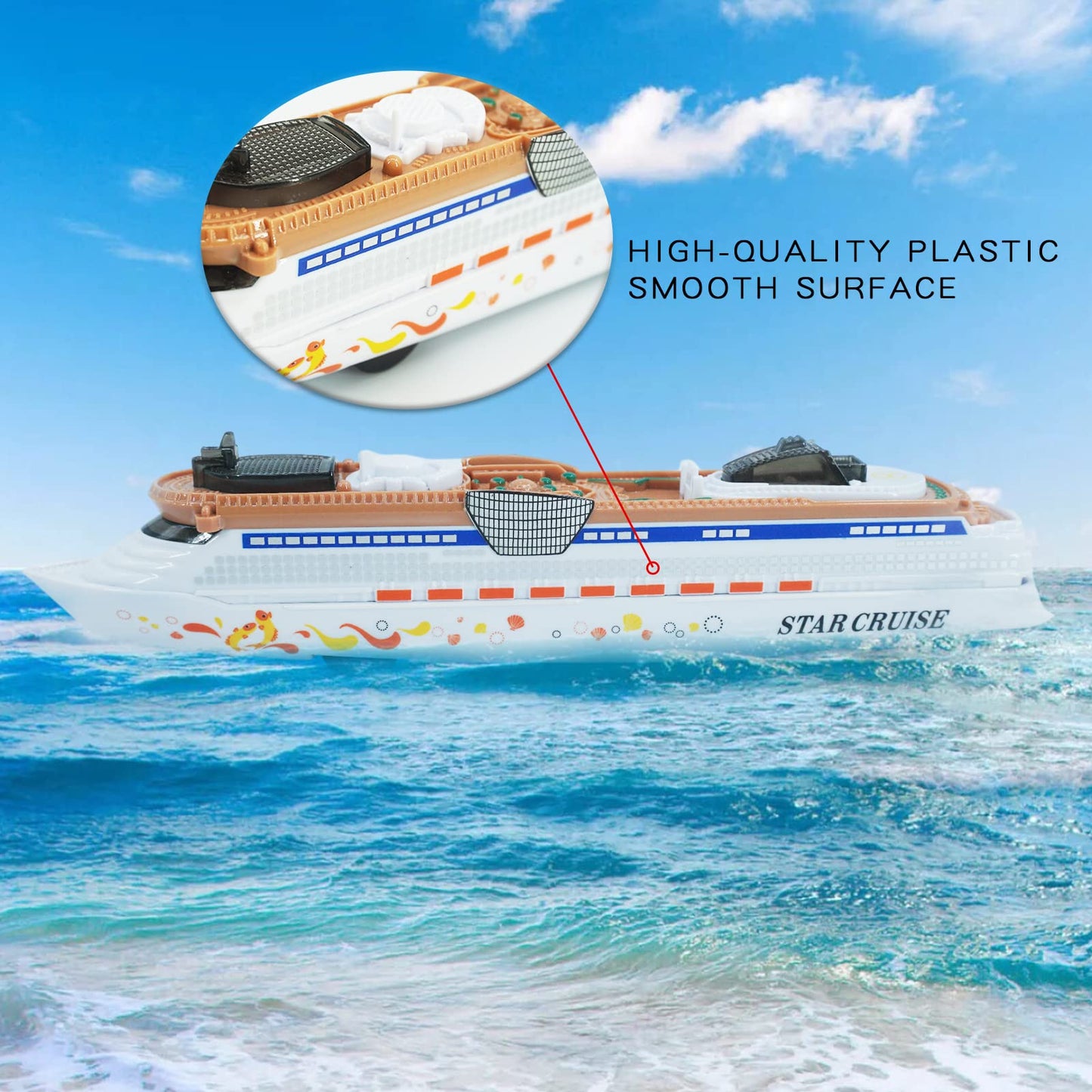 OTONOPI Cruise Ship Model Toy Ocean Liner Boat Toy with Light and Sound for Kids Toddlers Boys Girls Adults Age 3-12+ Birthday Children's Day Gift Home Decoration Collection