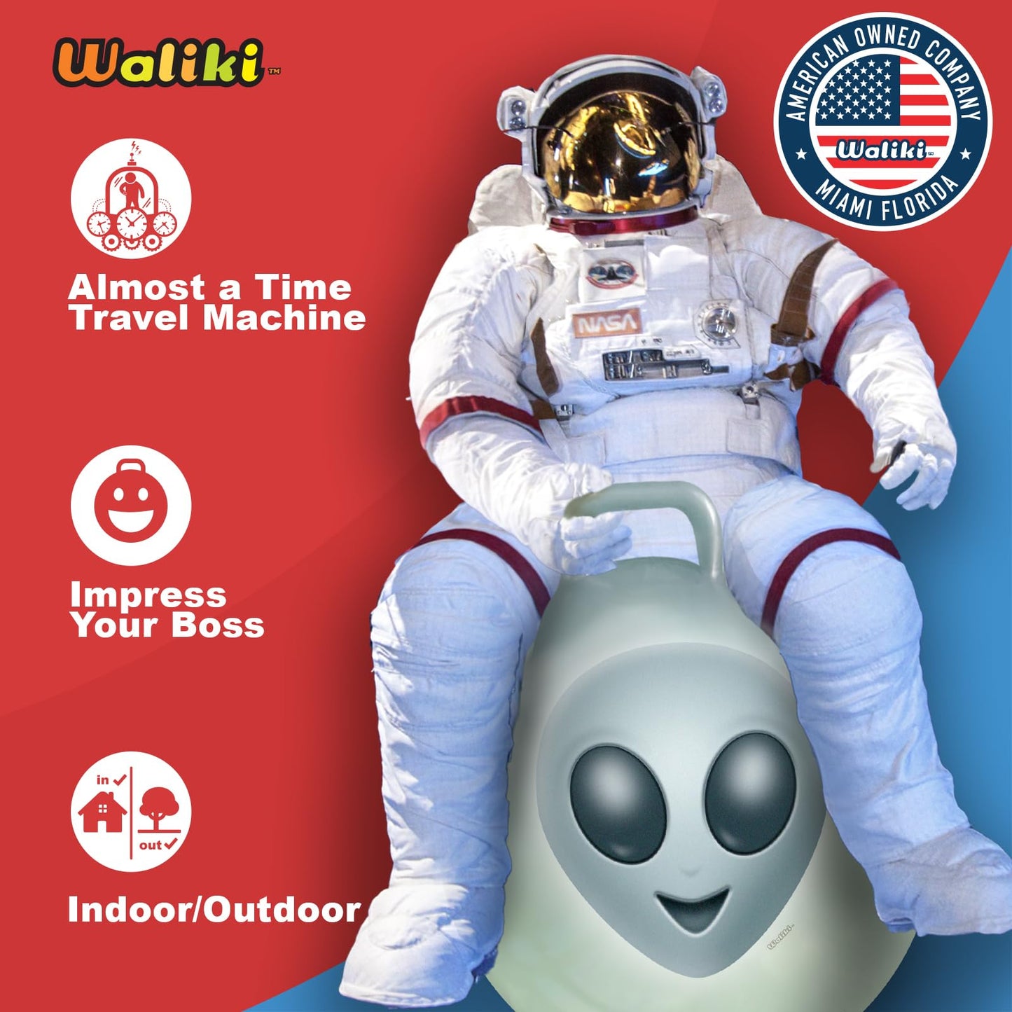 WALIKI Hop Ball for Adults | 29" Glow in The Dark Alien Hopping Ball | Sit and Bounce Ball | Great for Team Building