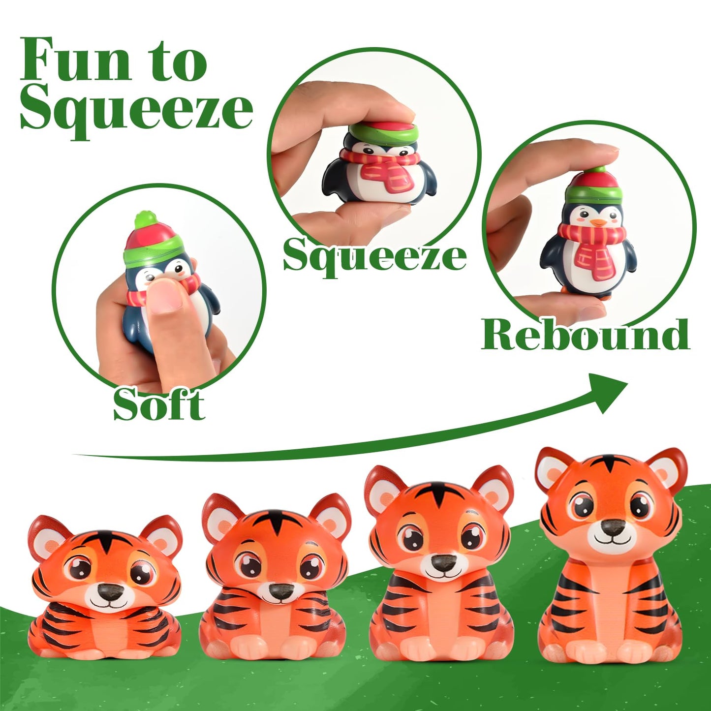 24PCS Party Favors for Kids, Animal Squishy Toys, Goodie Bag Pinata Fillers, Safari Wild Birthday Decorations, Treasure Chest Classroom Prizes,Easter Halloween Christmas Stocking Stuffers Gifts