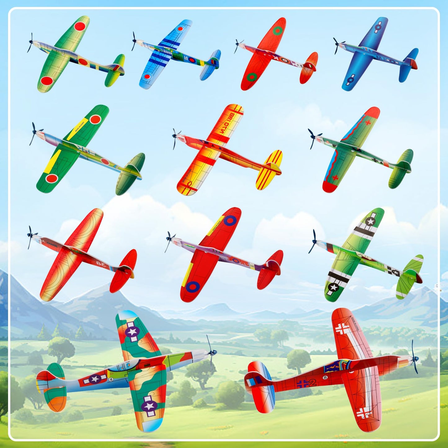 CACASO 36 Pack Foam Airplane Toys for Kids, Glider Planes for Boys & Girls, Birthday Party Favors, Outdoor Flying Toy, Mini Airplanes Classroom Prize Exchange Gift, Carnival Prize