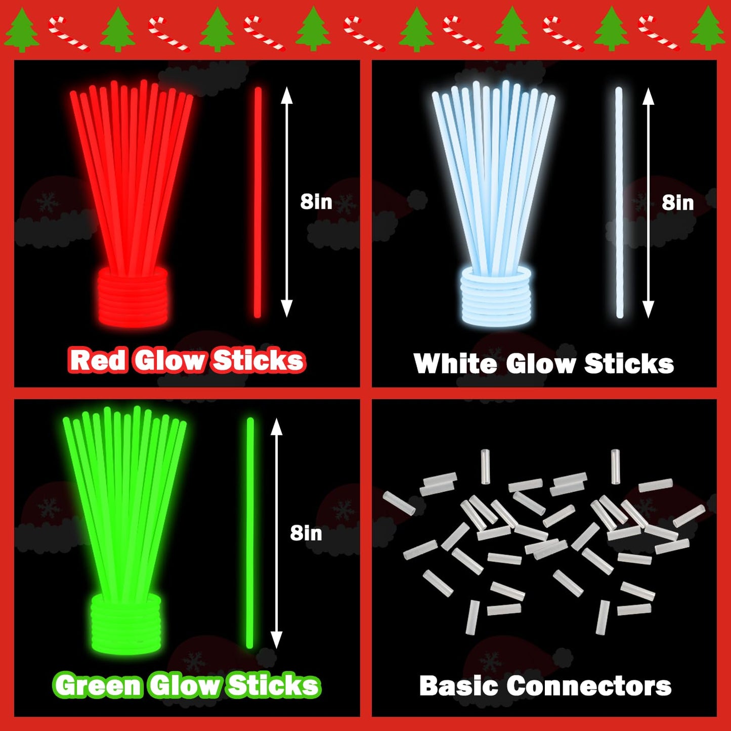 Light up Accessories Necklace & Bracelets for Kids 150 PCS, Bulk Red Green White Glow Sticks Party Favors for Toddlers, Holiday Toys Gifts Class Carnival Activities Supplies Trinkets for Students